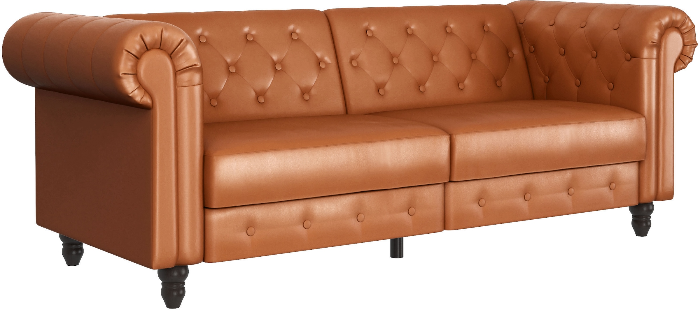 Dorel Home 3-Sitzer »Felix, Schlafsofa 236 cm, (Liegefläche 108x190cm), Rückenlehne«, 3-fach verstellbar, Velours, Kunstleder, Luxus-Microfaser Vintage
