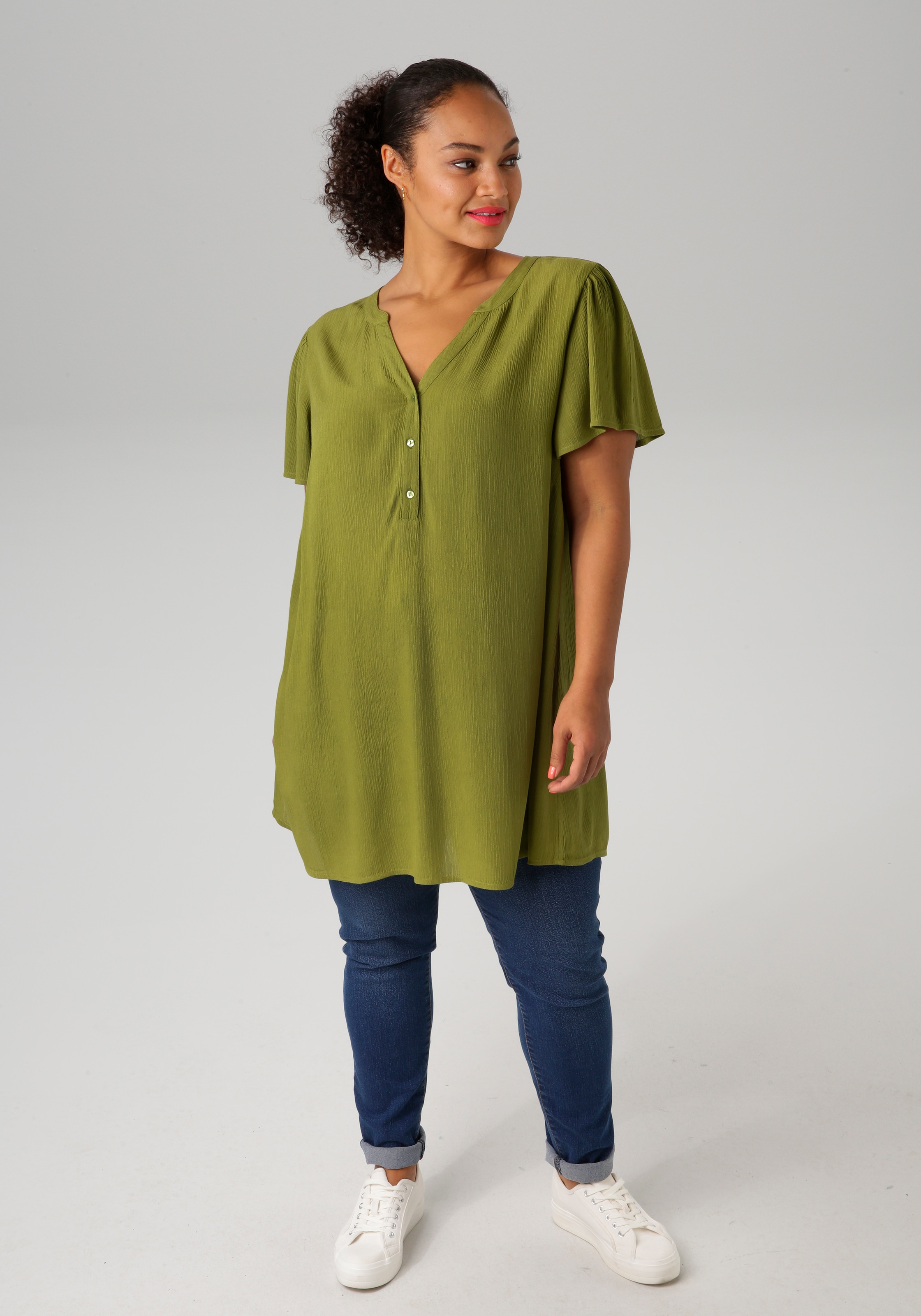 Aniston PLUS Longbluse, in trendiger Crepe-Qualität - NEUE KOLLEKTION