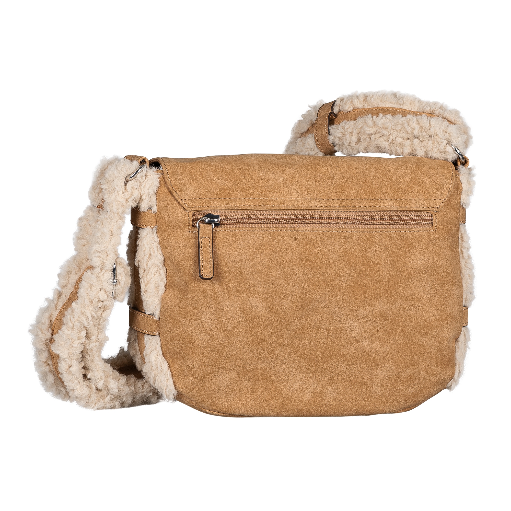 TOM TAILOR Sac à bandoulière »Neela« Sac à bandoulière pour femmes, look frais avec garniture en fausse fourrure douillette