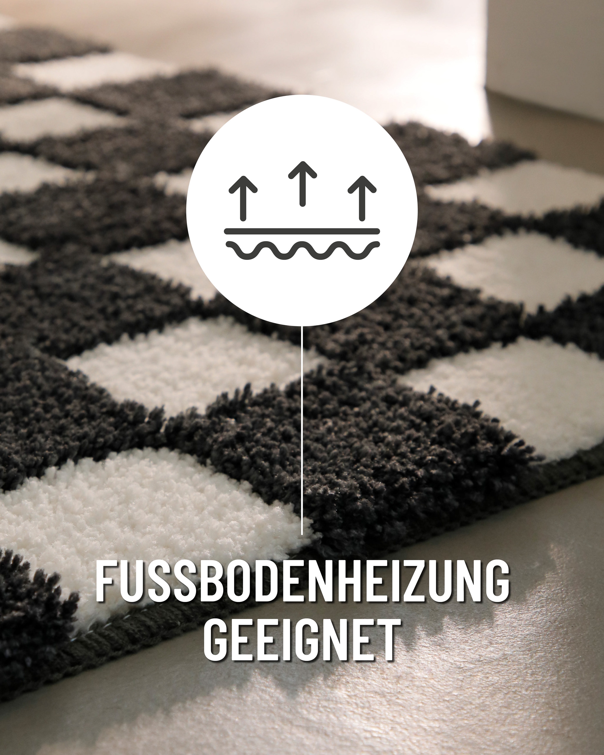 Wecon home Tapis de bain »Bobbi« Höhe 25 mm Badteppich, Schachbrett-Design, weich, rutschhemmend, waschbar