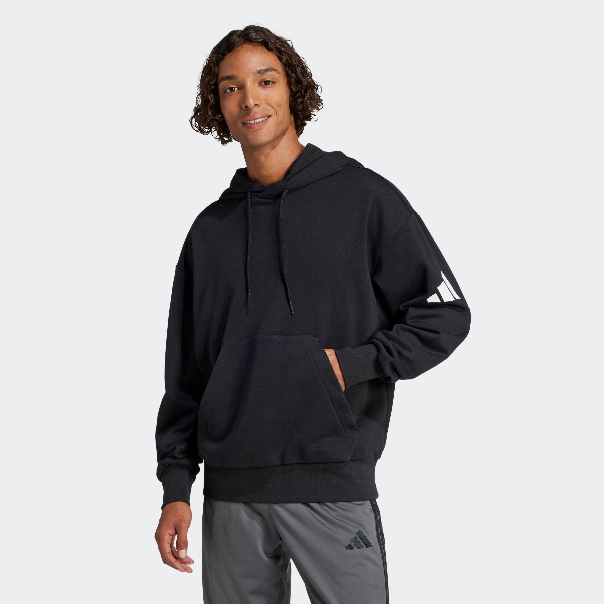 Image of adidas Sportswear Kapuzensweatshirt "ESSENTIALS LOOSE-FIT 3-STREIFEN LOGO FRENCH TERRY HOODIE"