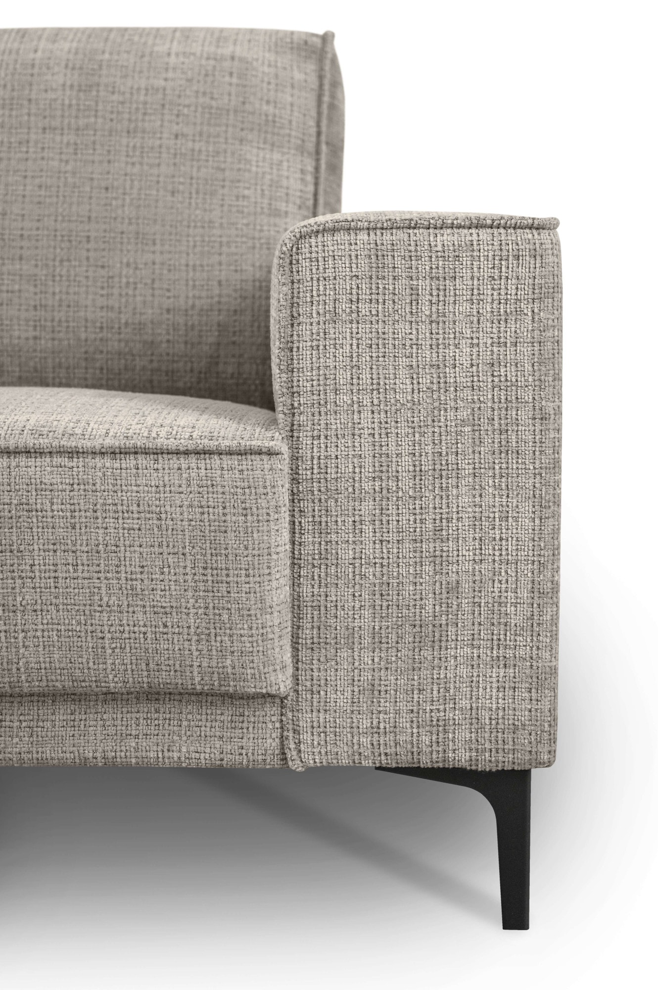 Places of Style Ecksofa »Polsterecke Oland, Struktur, Flachgewebe, Luxus-Microfaser, Boucle«, L-Form, 289 cm, Wellenunterfederung, Skandi-Design, Metallfüsse