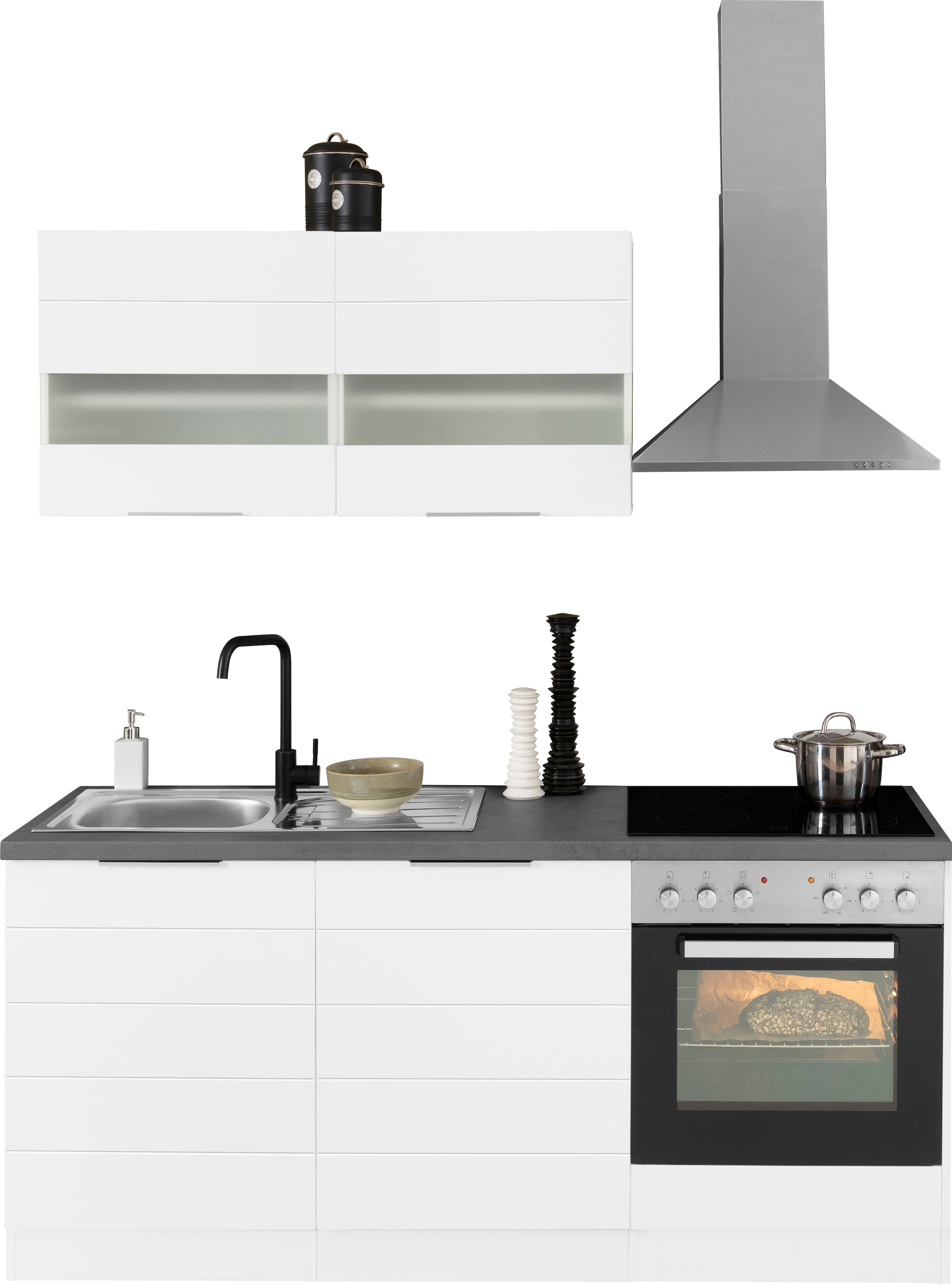 KOCHSTATION »KS-Luhe« 180 cm de large, avec ou sans appareils électriques, façades MDF fraisées