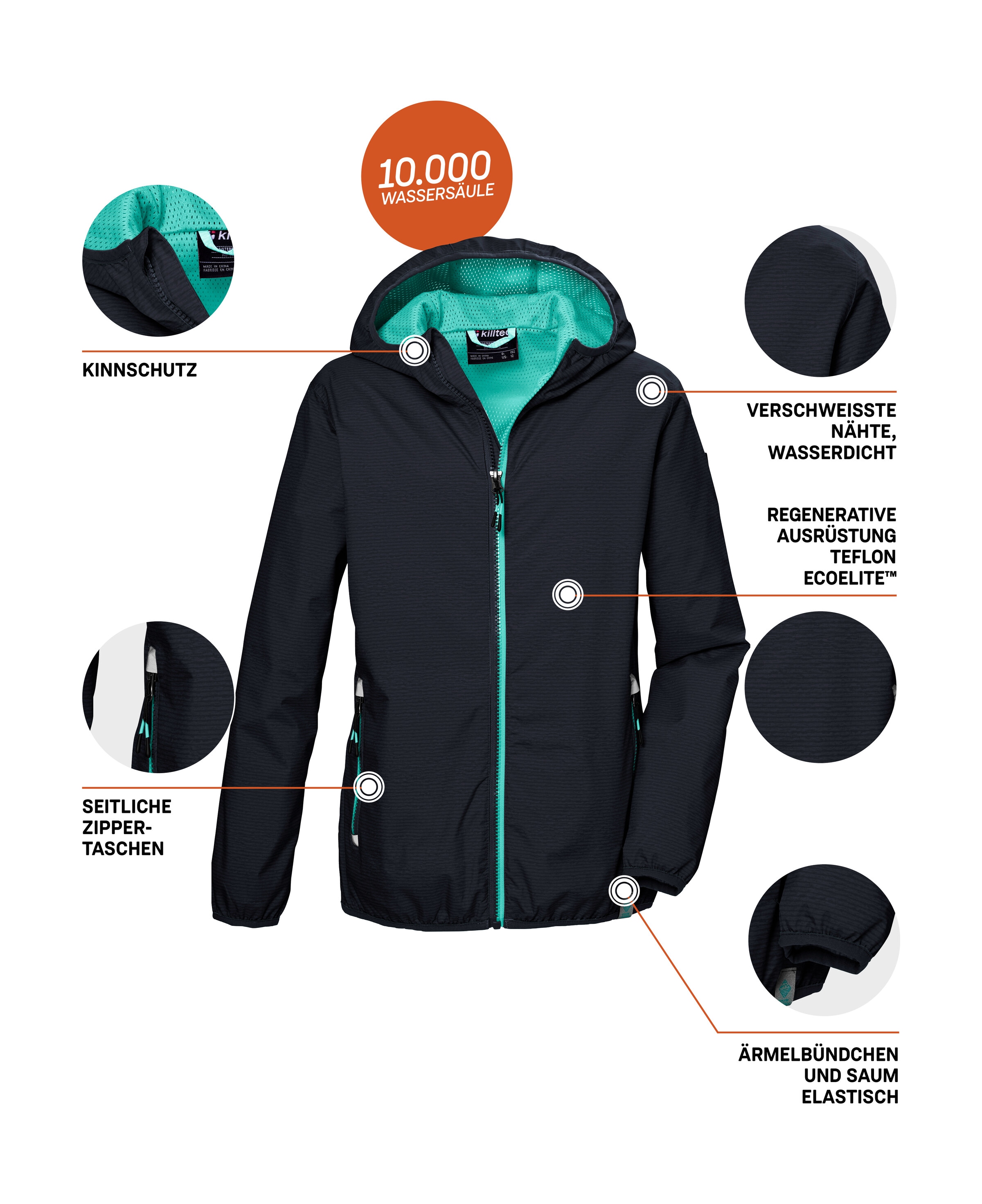 Killtec Veste fonctionnelle »KOS 138 GRLS JCKT« Kinderjacke: wasserdicht, reflektierend, elastisch