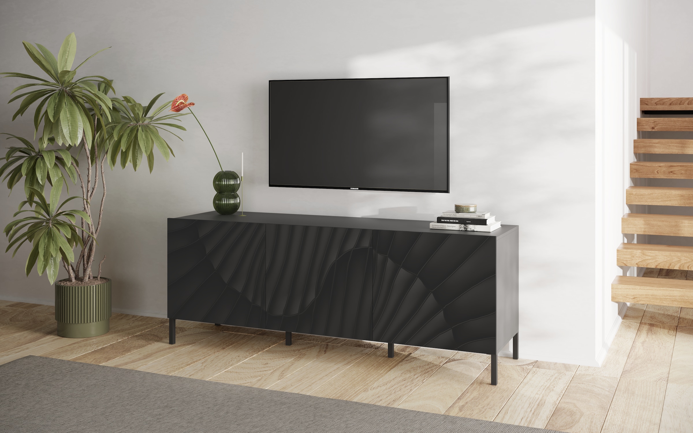 INOSIGN Lowboard »Snake Breite 181 cm, modernes TV-Board mit 3 Türen, TV-Möbel,«, TV-Kommode, TV-Schrank, Front mit besonderem Siebdruck