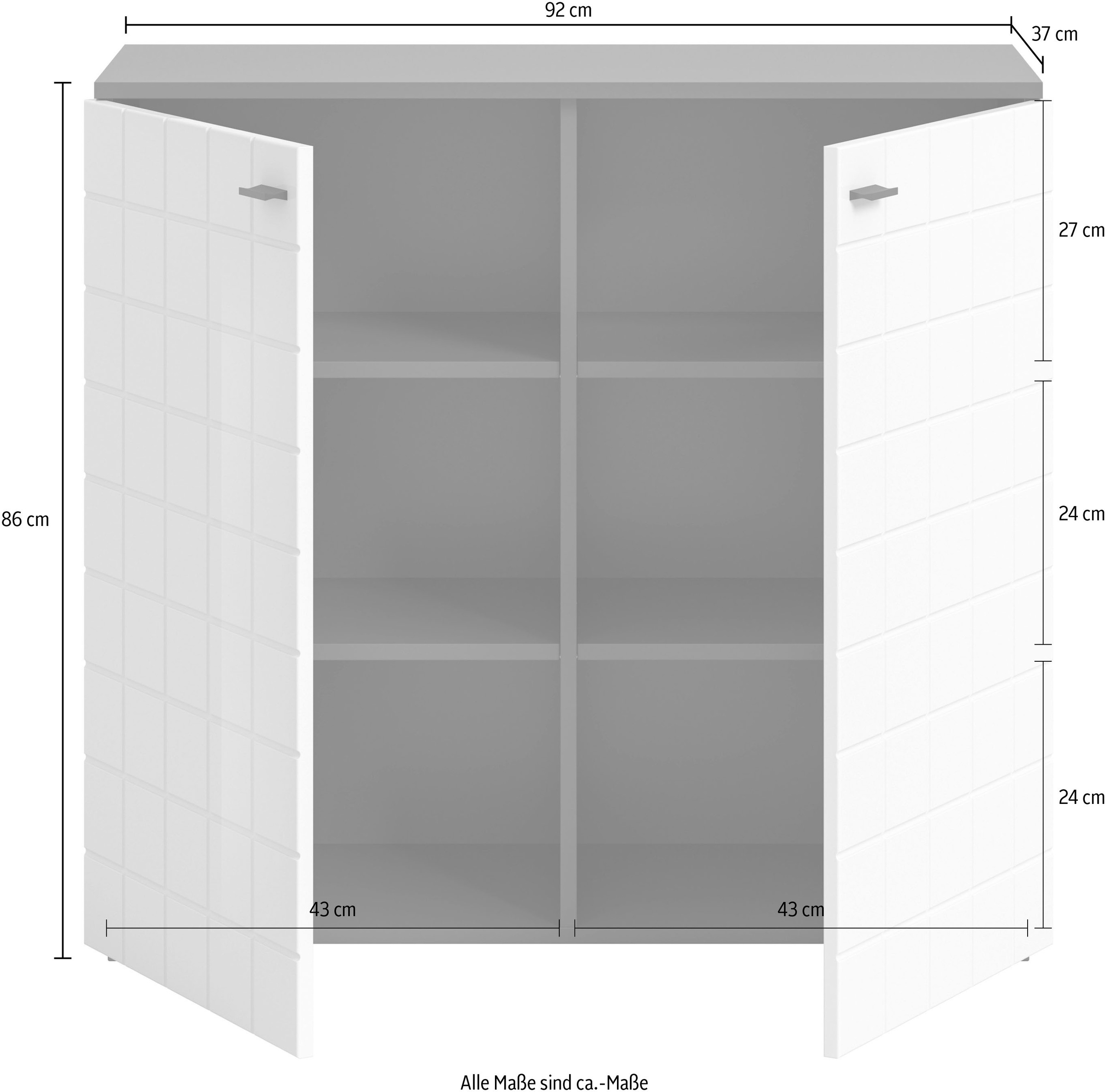 INOSIGN Kommode »Gora, Breite 92 cm, gefräste Front in Waffeloptik hochglanz«, Sideboard, Schrank, Anrichte