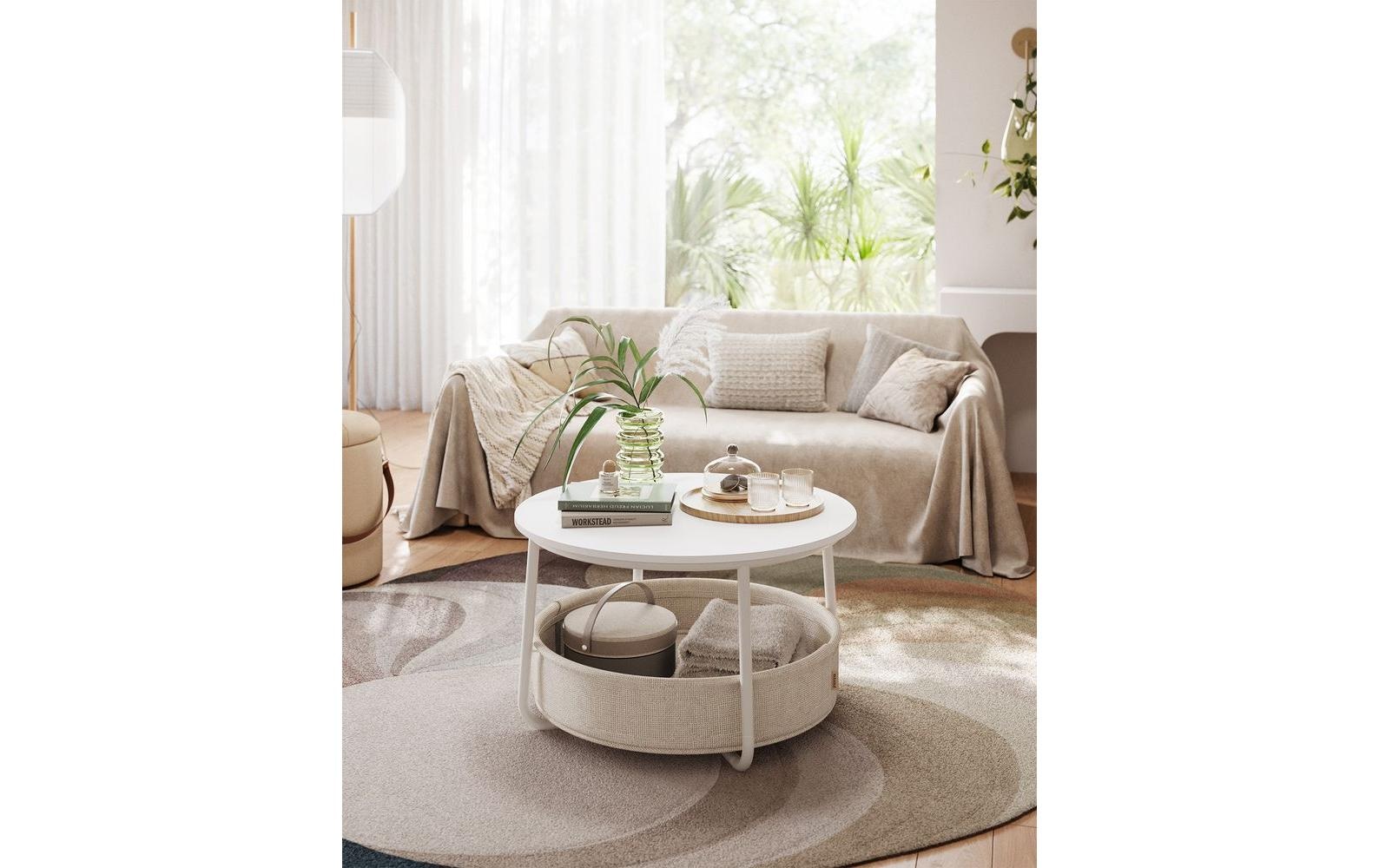 VASAGLE Couchtisch »75 x 45 cm Beige/Weiss«