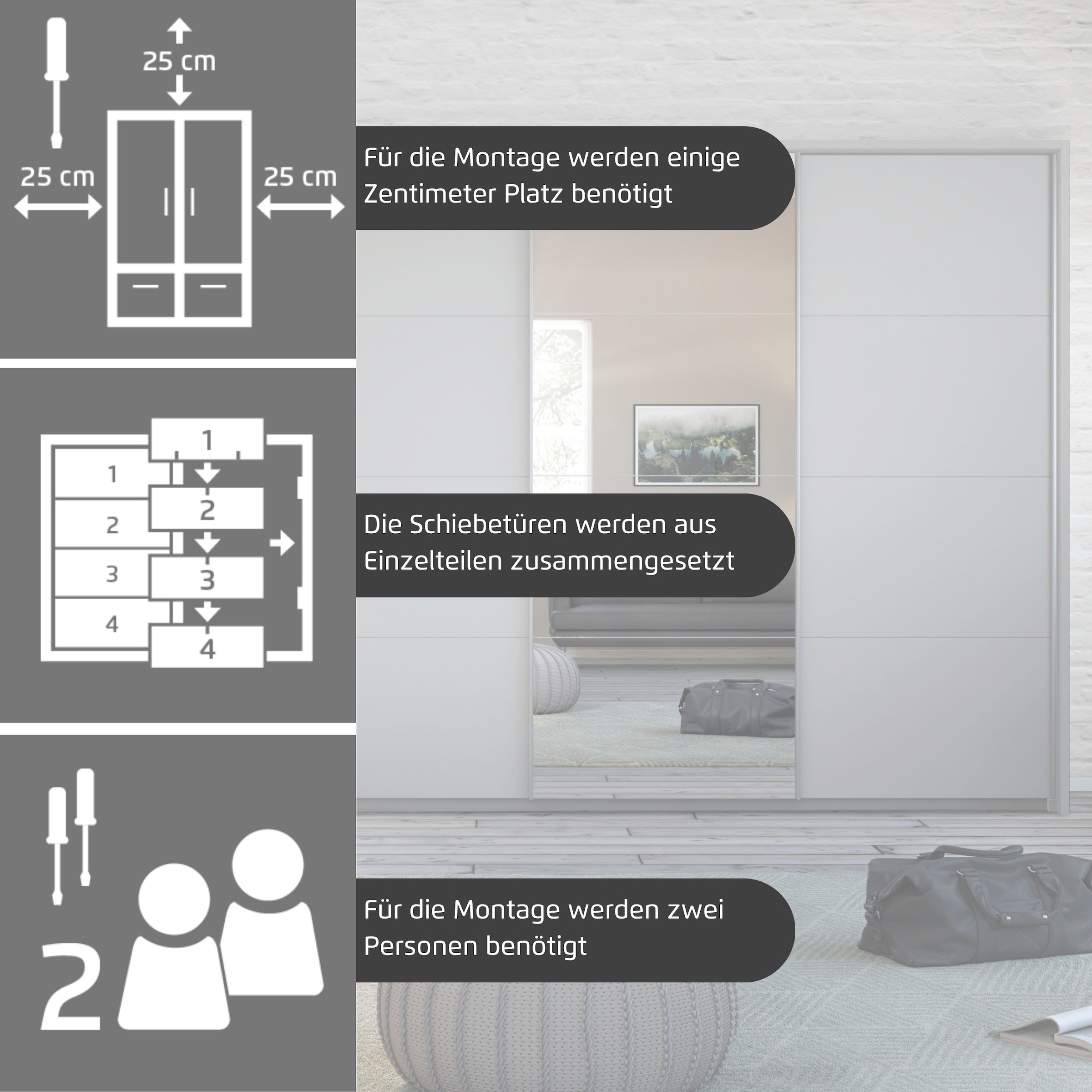rauch Schwebetürenschrank »Kleiderschrank Schrank Garderobe Wäscheschrank TOMA«, inkl. Regaleinsatz sowie zusätzlichen Einlegeböden MADE IN GERMANY