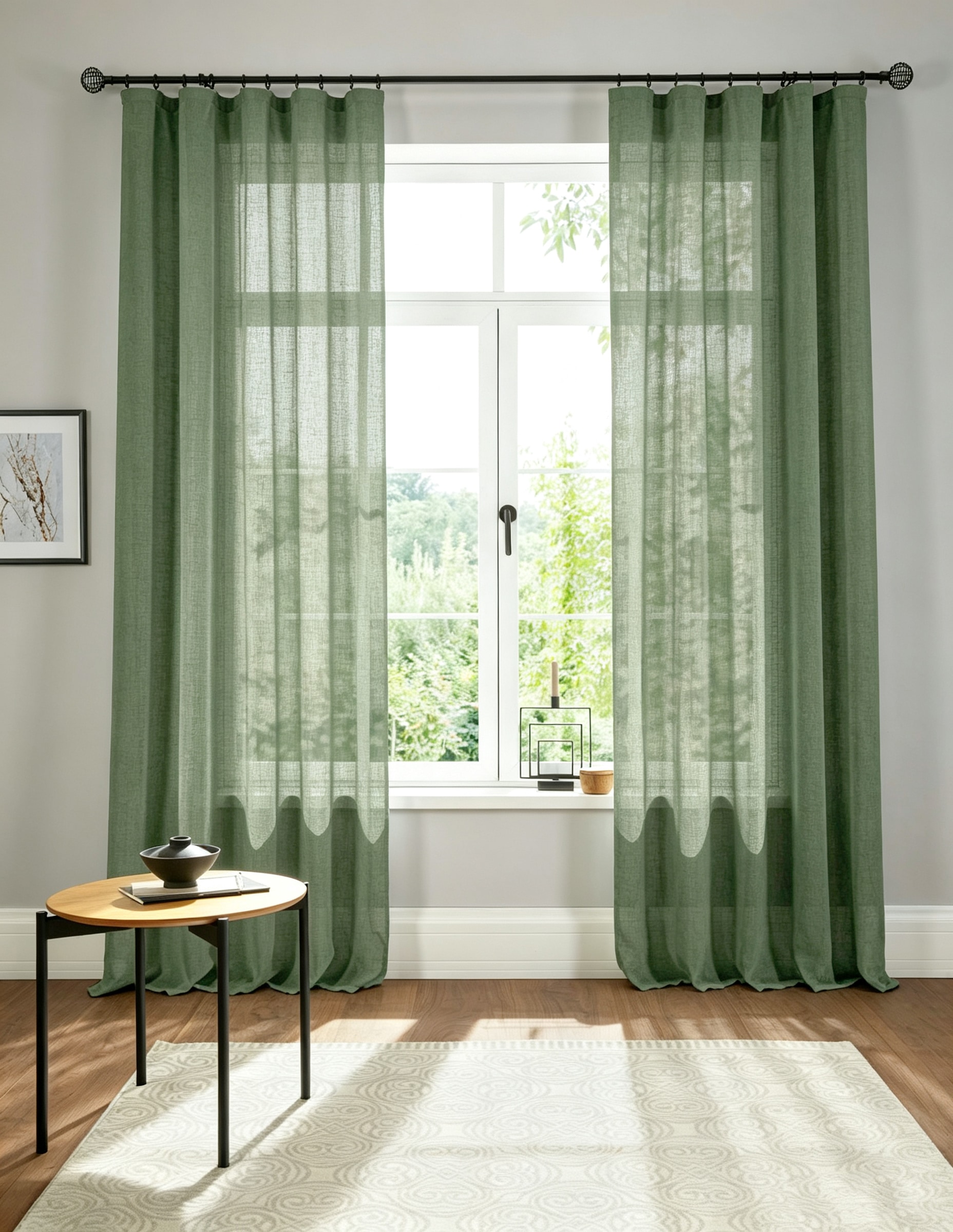GOODproduct Rideau »Fiete, 1 Stück, Leinen Optik, halbtransparent, Kräuselband« Bande volante 1 cuis tlg. aspect lin, protection visuelle, semi-transparent, uni, aspect lin