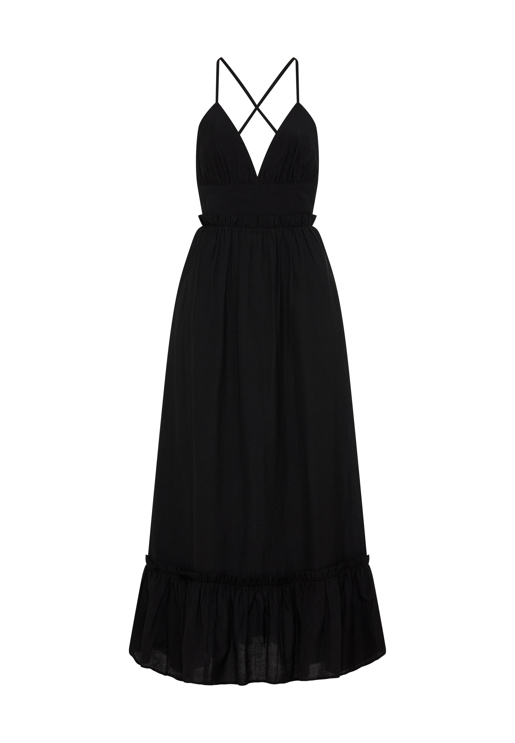 LSCN by LASCANA Maxi robe Sans poches En tissu tissé avec une part de lin, robe de plage, robe bohème