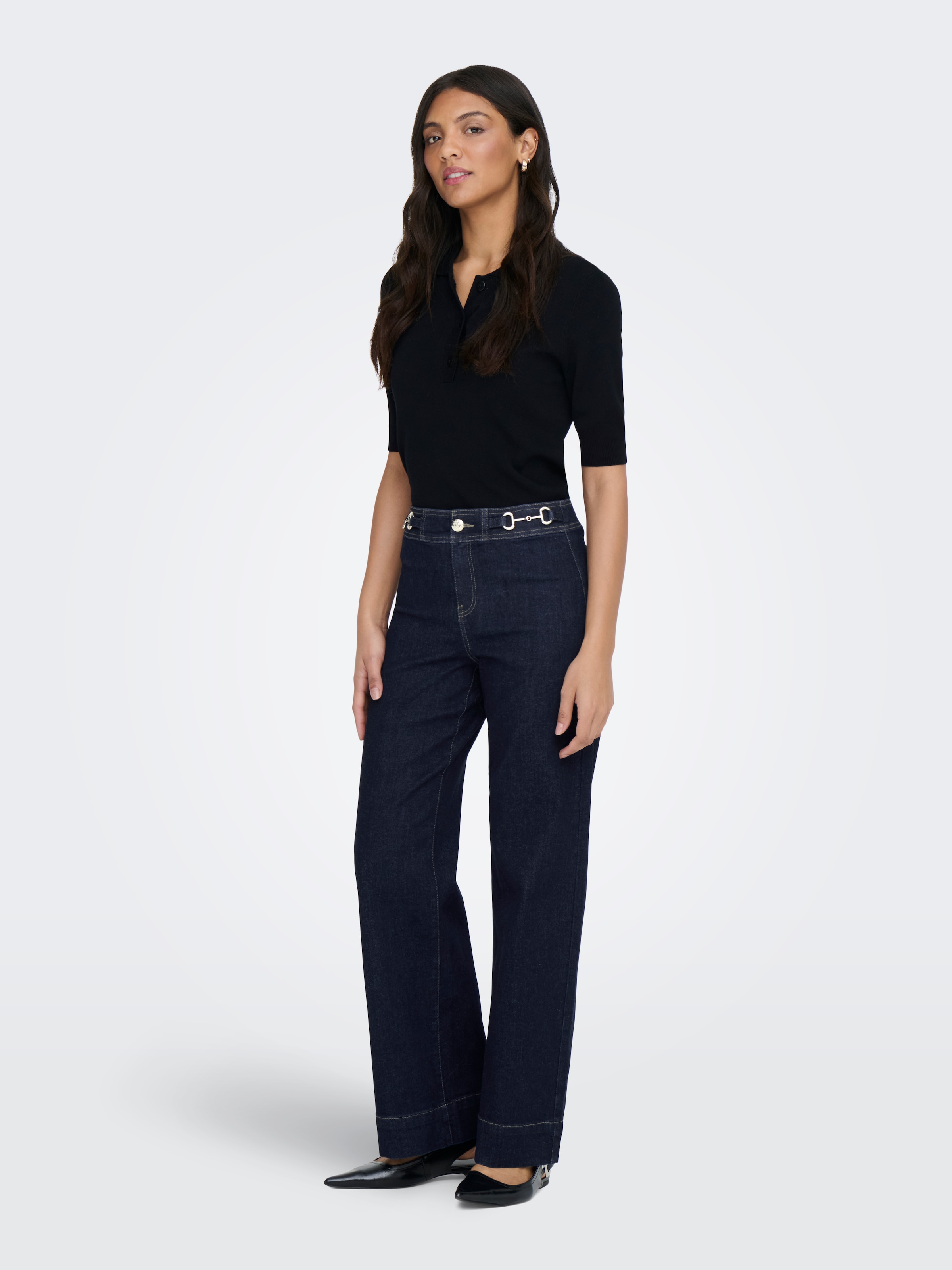 ONLY High-waist-Jeans »ONLMADISON HW WIDE BUCKLE DNM GUA411NOOS« Materialmix, wide fit