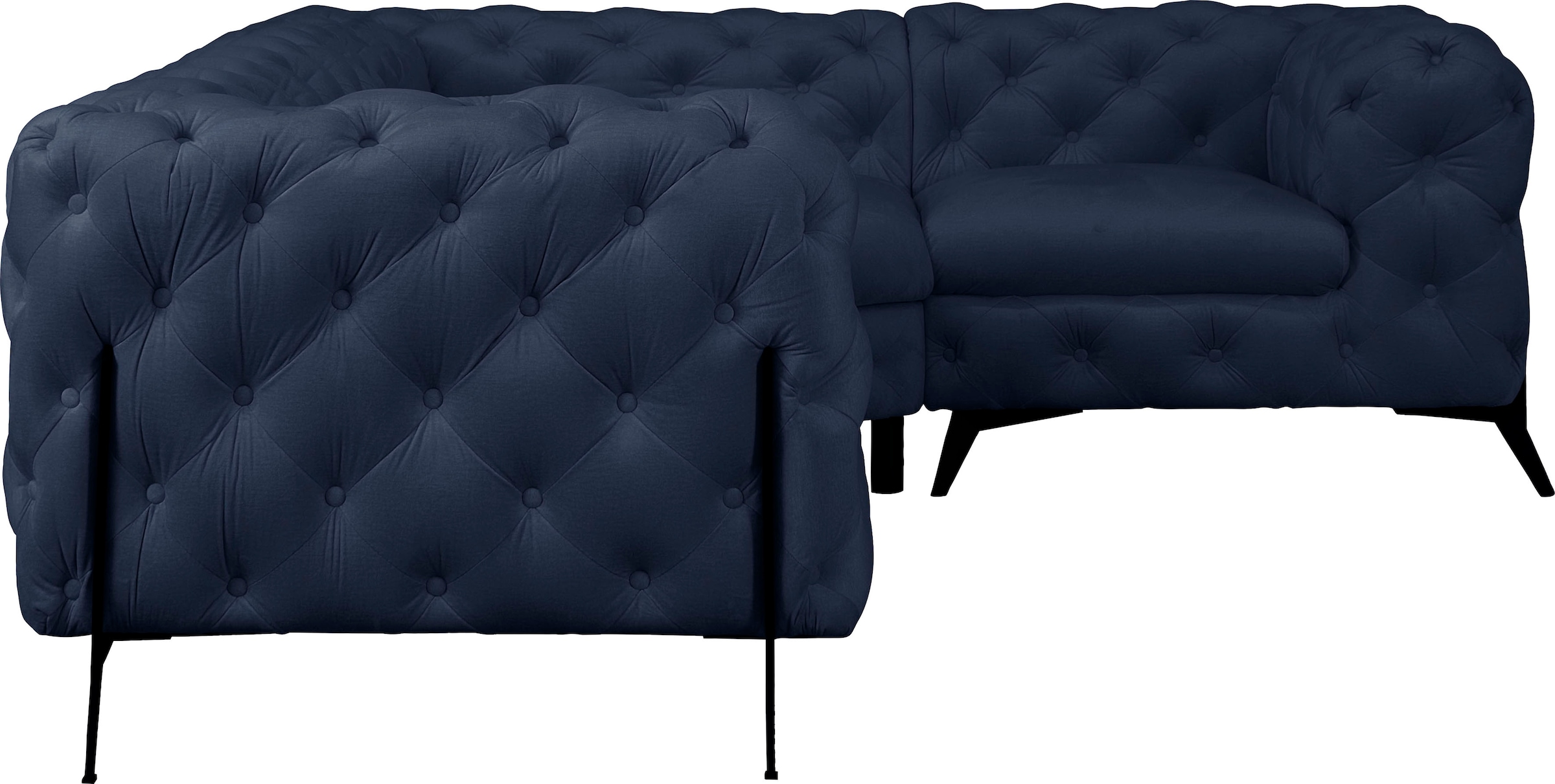 Leonique Chesterfield-Sofa »Amaury L-Form«, moderne Chersterfield-Optik, Breite 262 cm, Fussfarbe wählbar