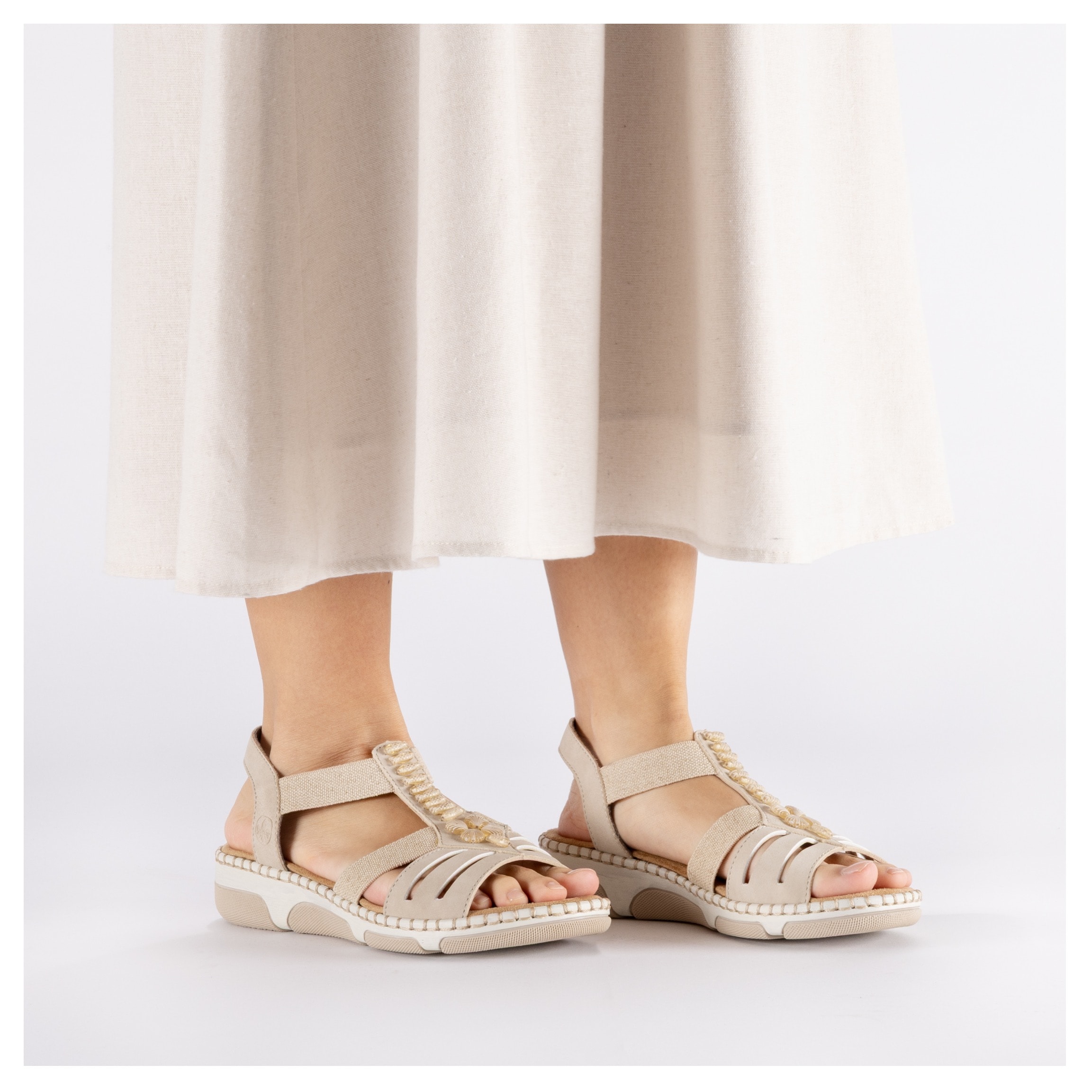 Rieker Sandale  Chaussure d'été, chaussure de vacances, chaussure à enfiler avec élastiques latéraux