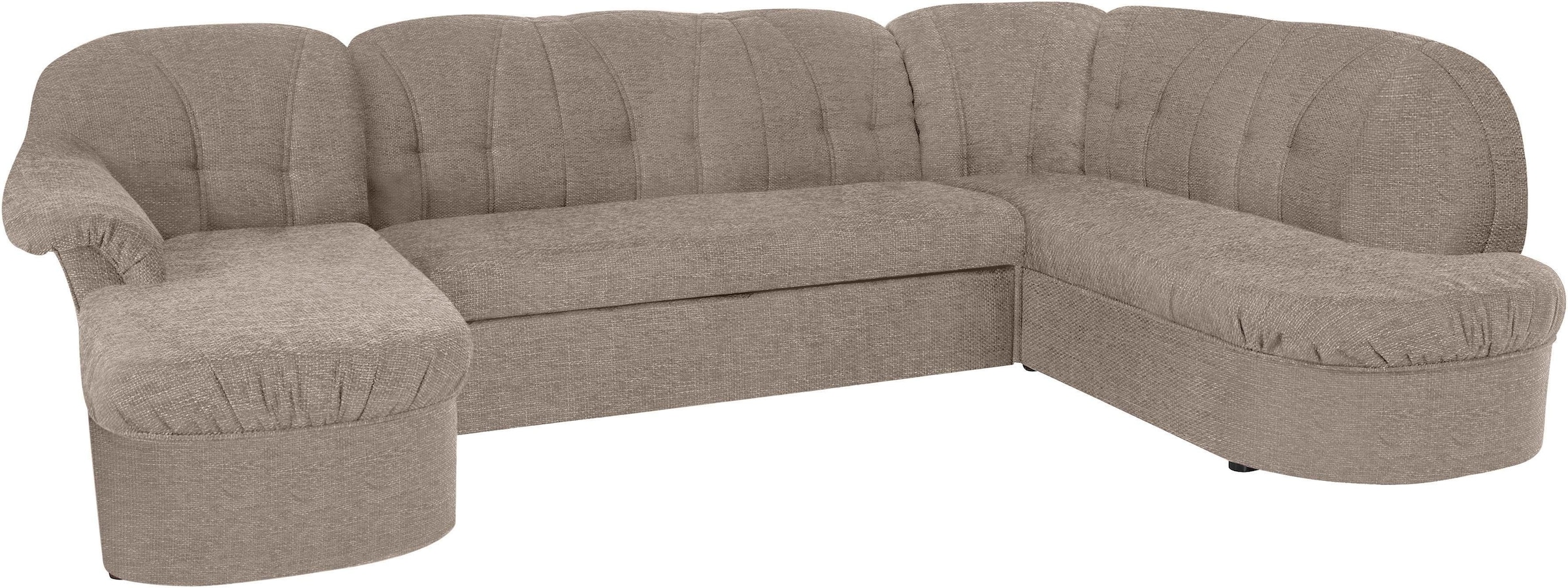 DOMO collection Wohnlandschaft »Pegnitz, zeitlos und modern, mit attraktiver Rückensteppung, U-Form«, wahlweise mit Bettfunktion