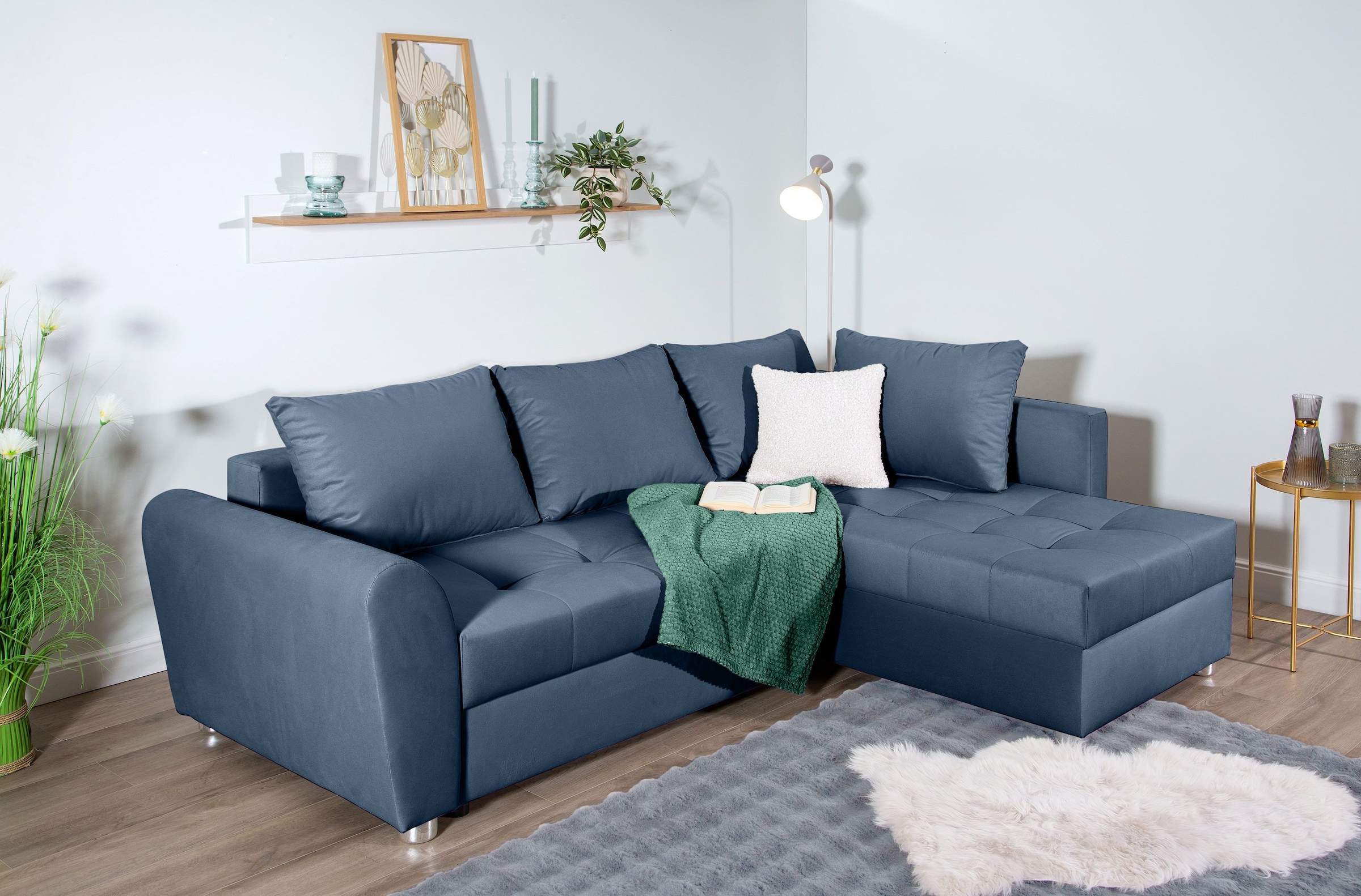 COLLECTION AB Ecksofa »Jana L-Form« inkl. Bettfunktion,Bettkasten und Bonnelfederkern