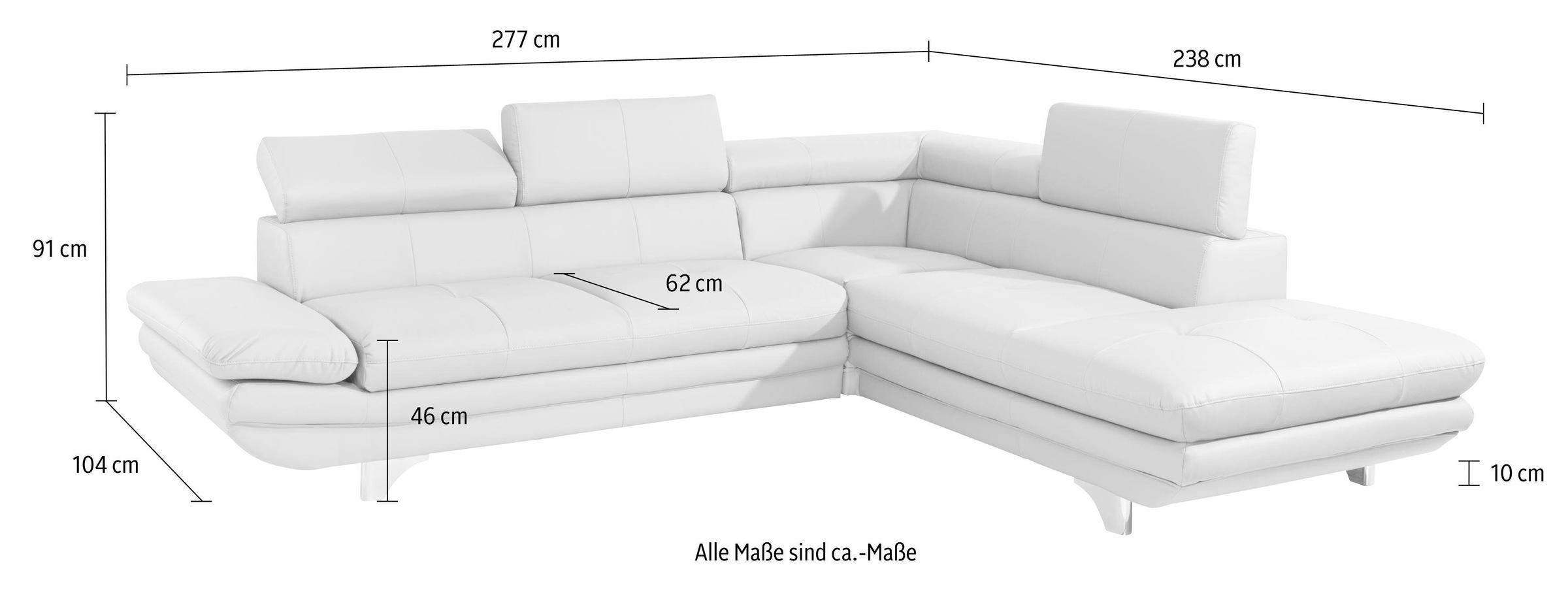 COTTA Polstergarnitur »Enterprise L-Form«, (Set), Set bestehend aus: Ecksofa mit Arm- & Kopfteilverstellung & Hocker