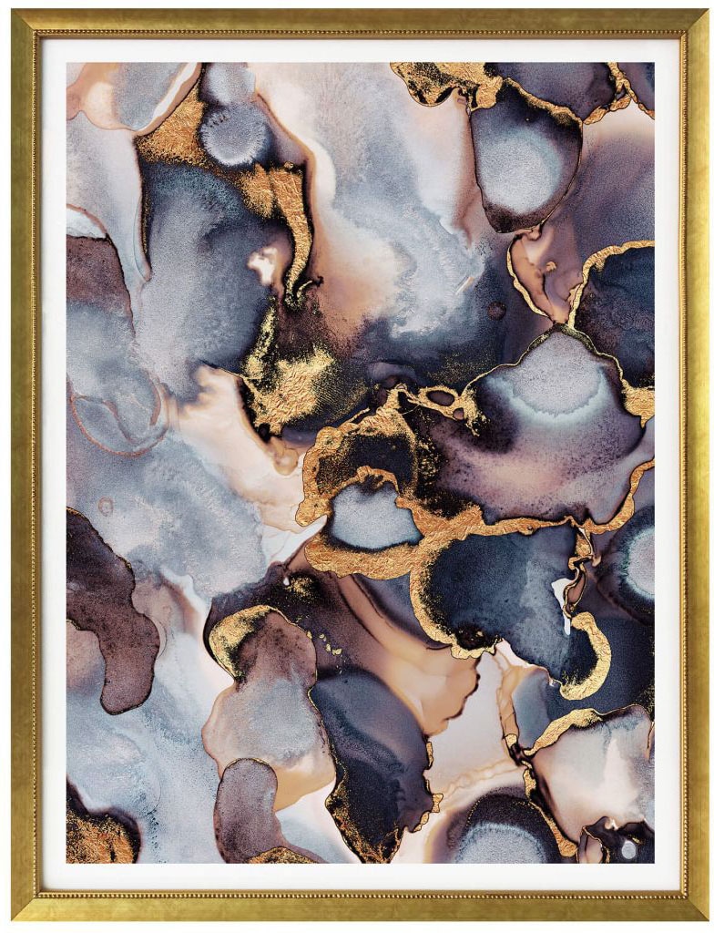 Wall-Art Poster »Gold Effekt Tinte Rosé Farbverlauf«, Marmor, (1 St.), Poster ohne Bilderrahmen