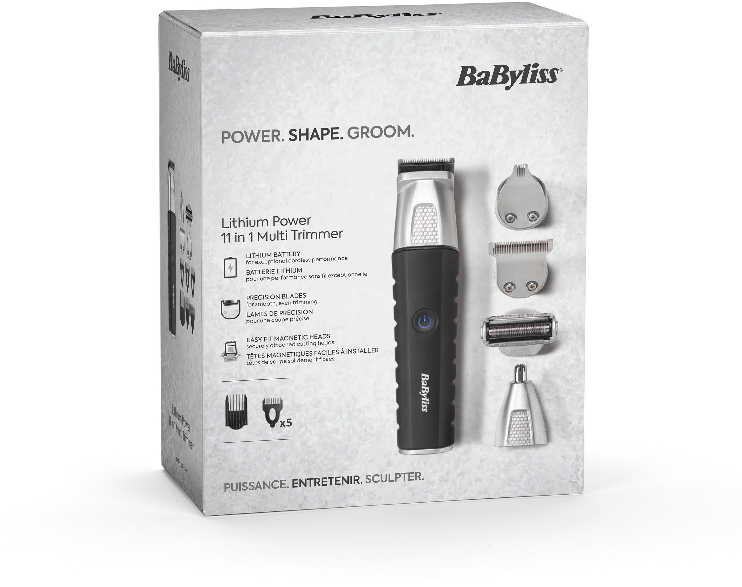 BaByliss Multifunktionstrimmer »Lithium Power 11-in-1 Multitrimmer MT812E« 5 Aufsätze Leistungsstarker Motor, 11-in-1 Funktion, präzise Klingen, ergonomisch