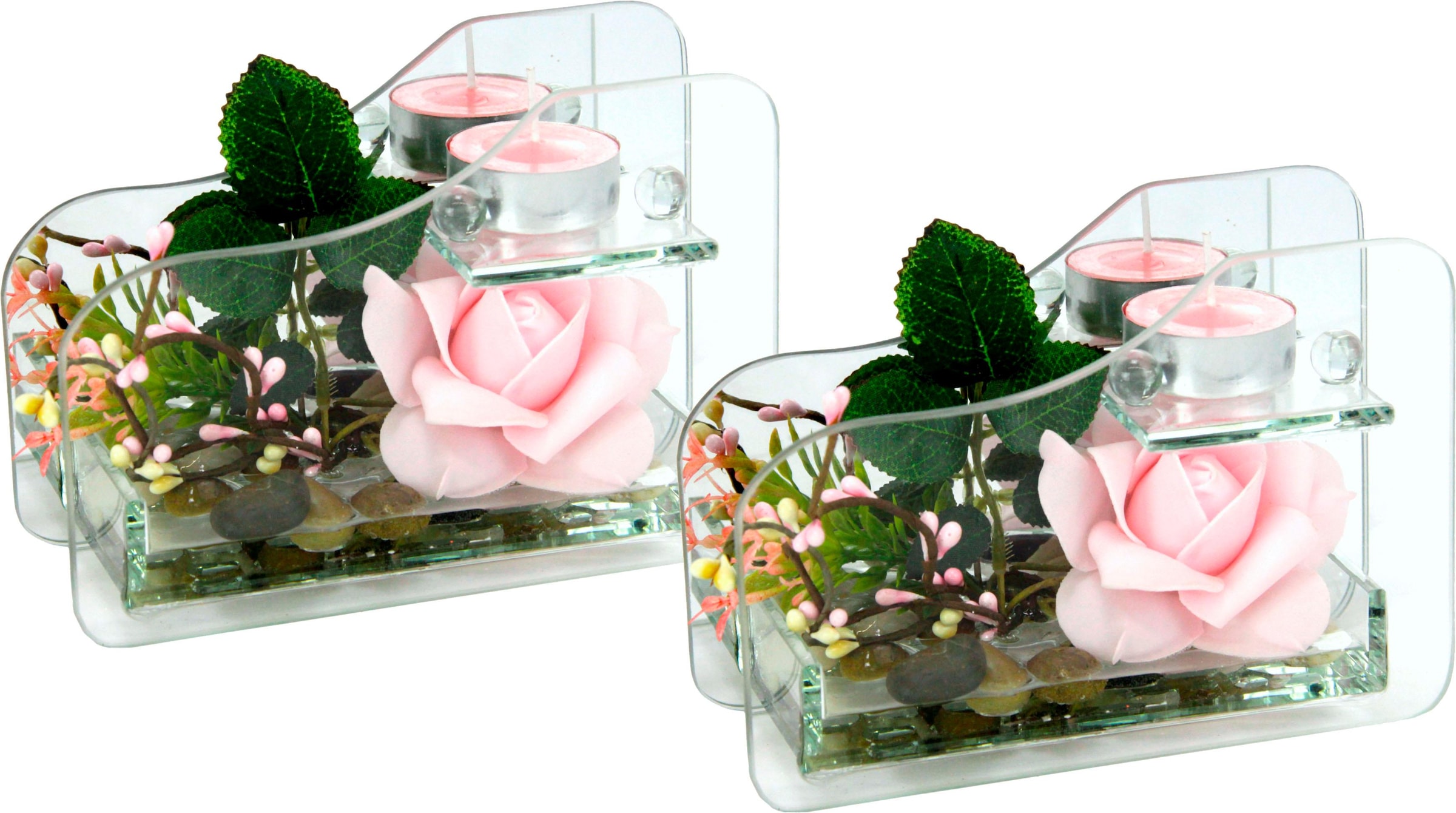 I.GE.A. Kunstpflanze »Rose im Glas bequem mit Teelicht« kaufen