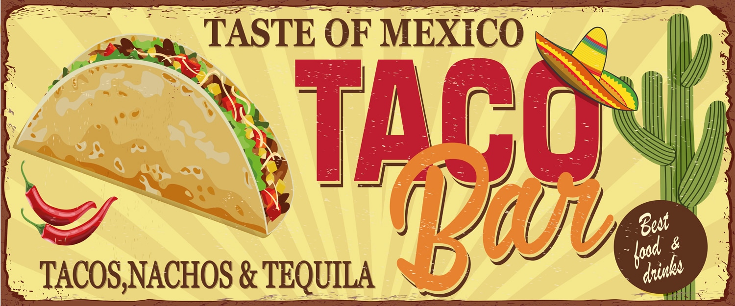 Image of queence Metallbild "TACO BAR" Sprüche & Texte Stahlschilder, Schriftzug