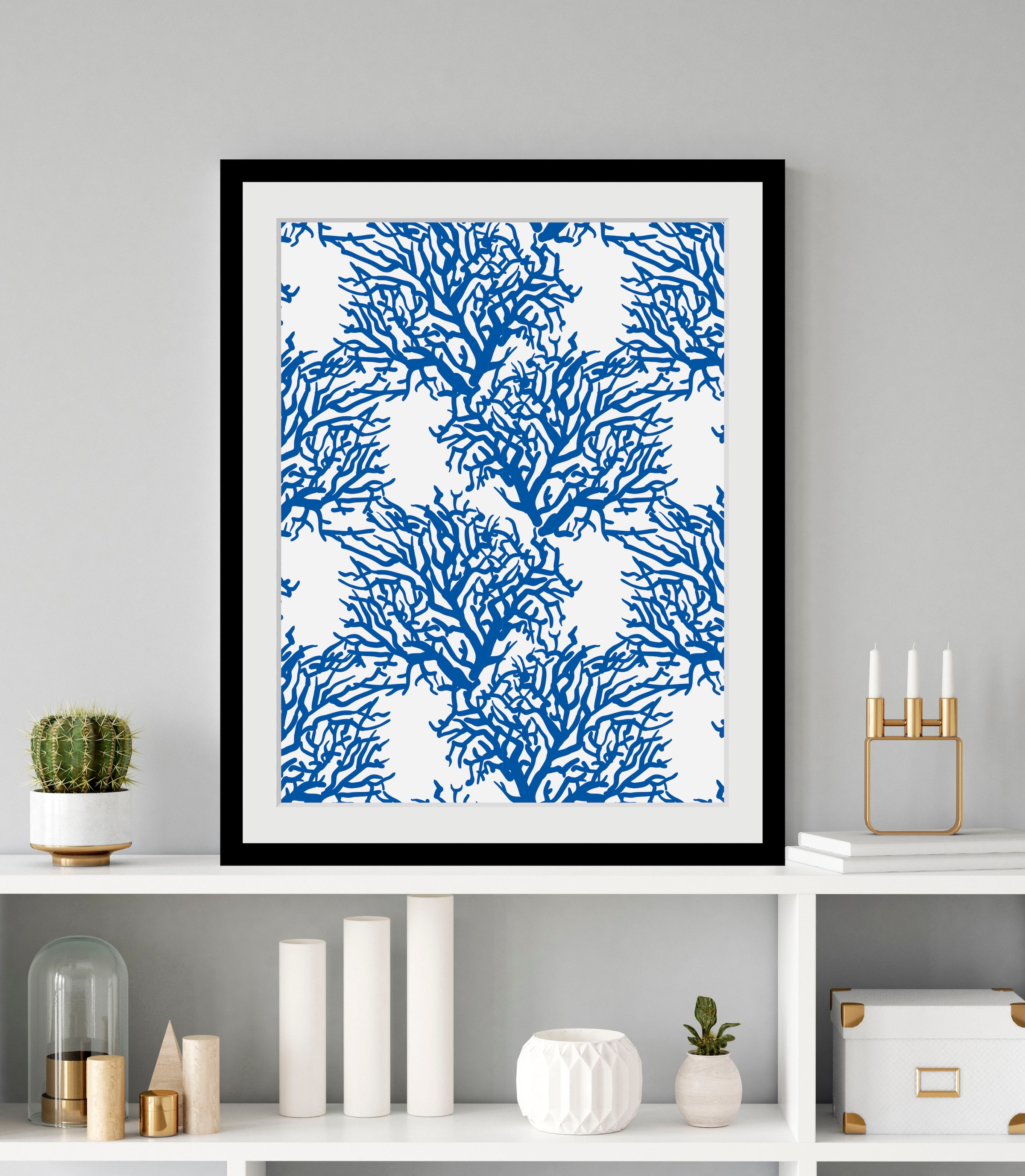 Image of queence Bild "Marc" Kunst Meer Wassertiere 1 Stk. tlg. HD Premium Poster-Druck inkl. Holzrahmen