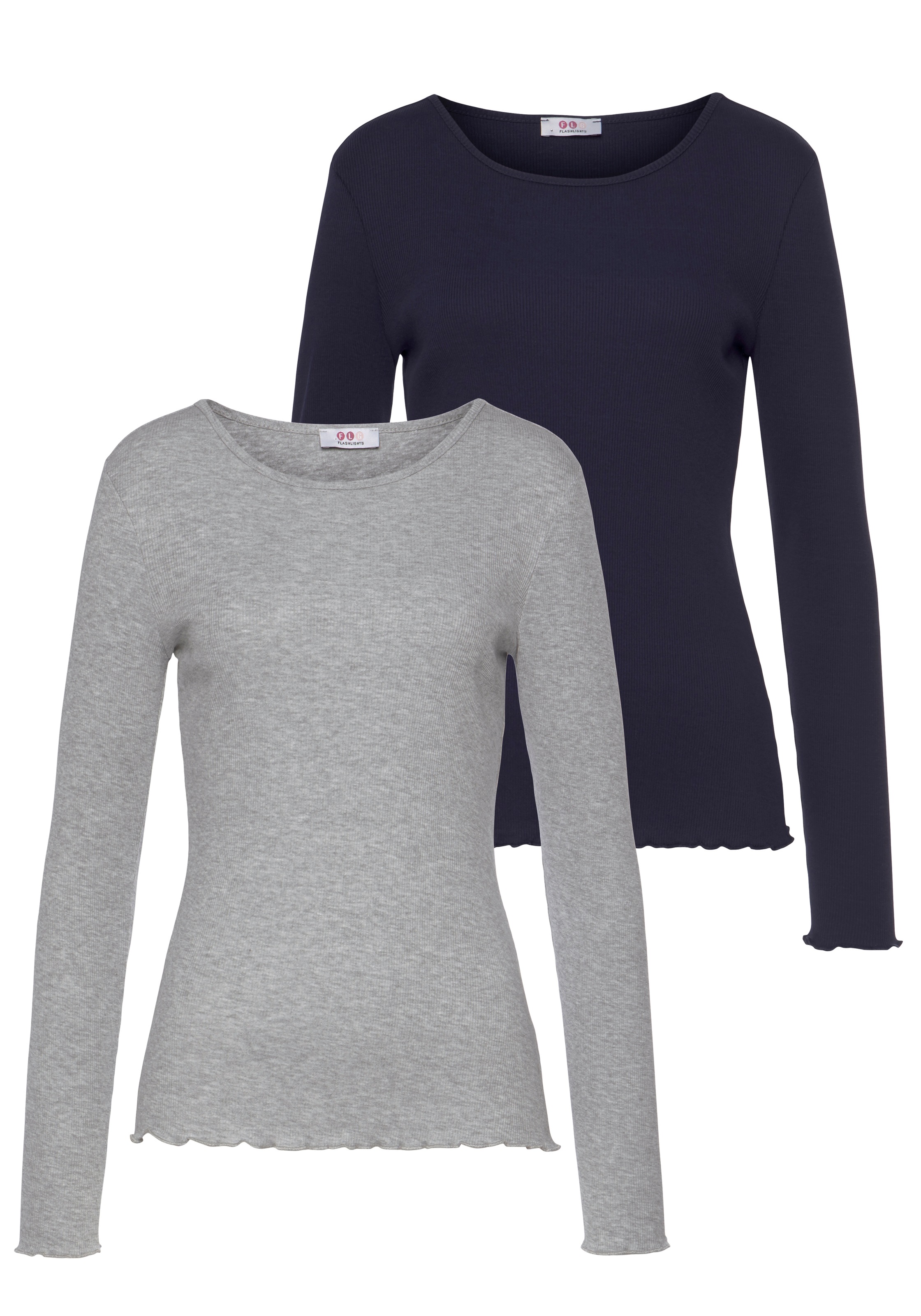 Image of Flashlights Langarmshirt, (Packung, 2er-Pack), mit gewelltem Abschluss bei Ackermann Versand Schweiz