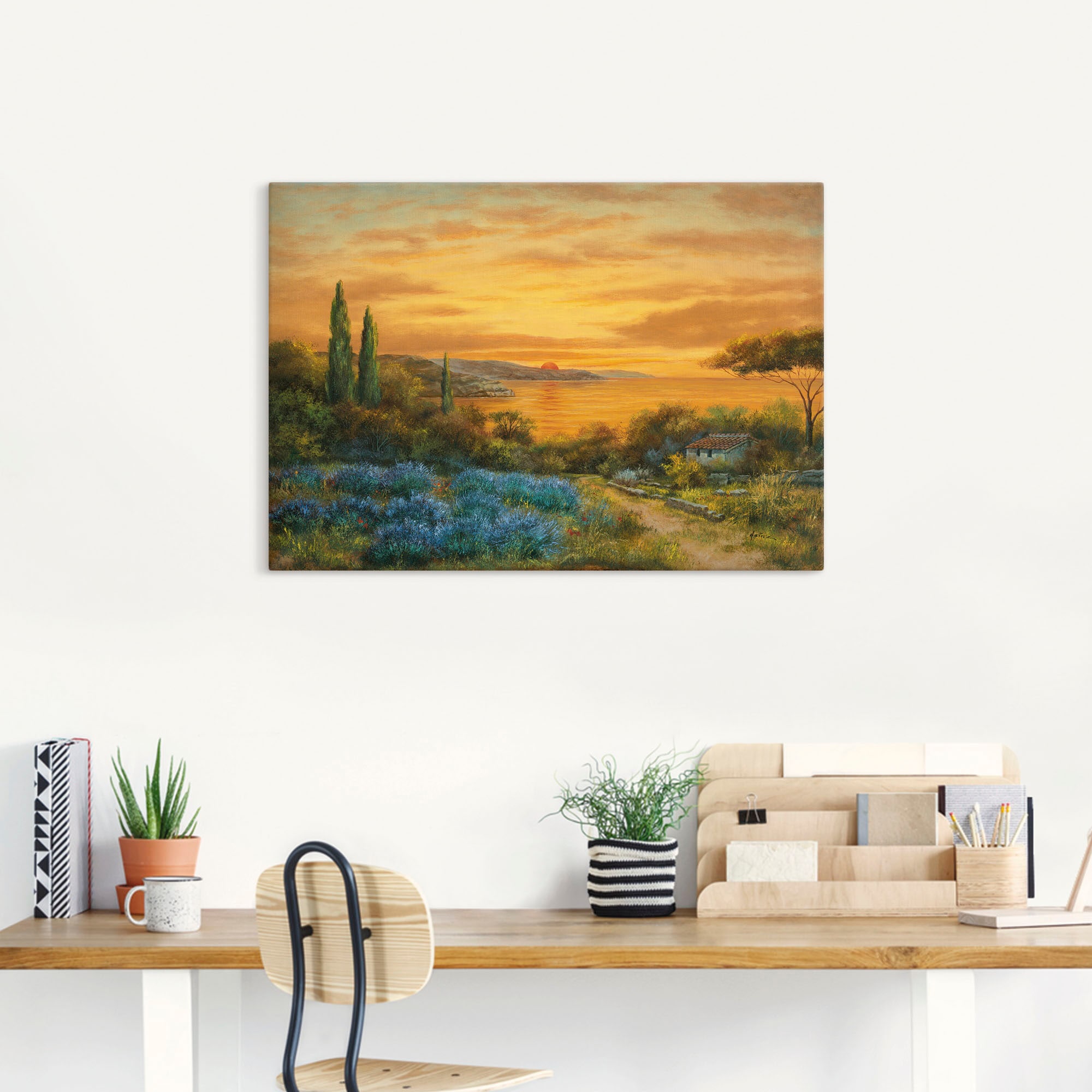 Artland Tableau sur toile »Toskanabucht« Europe 1 cuis tlg. tendu sur cadre en bois