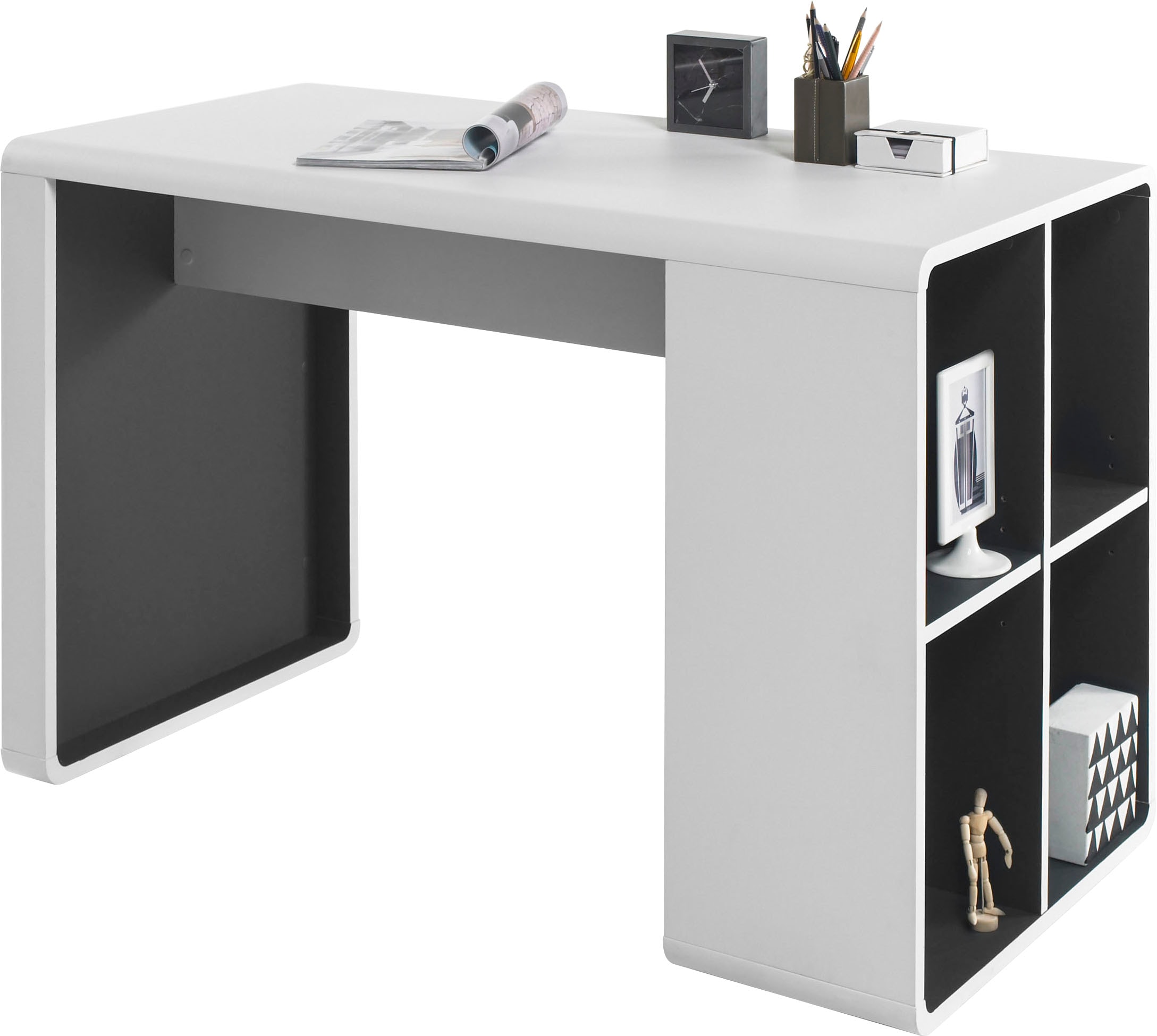 MCA furniture Schreibtisch »Tadeo«, weiss matt mit 4 offenen Fächer, Breite 119 cm