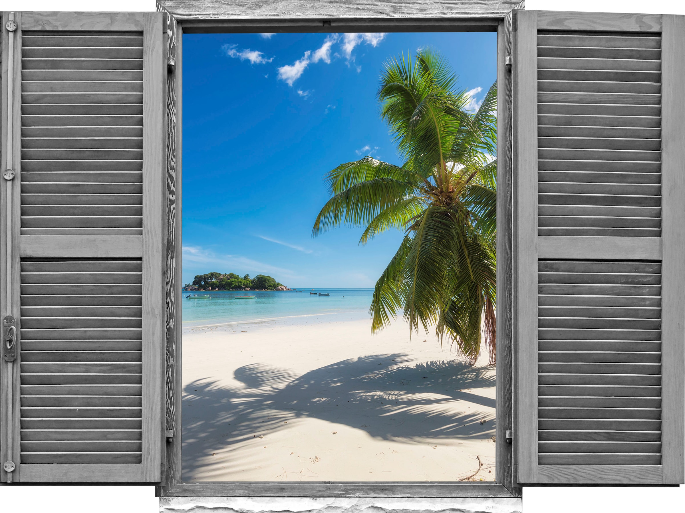 queence Wandtattoo »Palmen im Sand«, (1 St.), Wandsticker, Wandbild, selbstklebend, 3D, Fenster