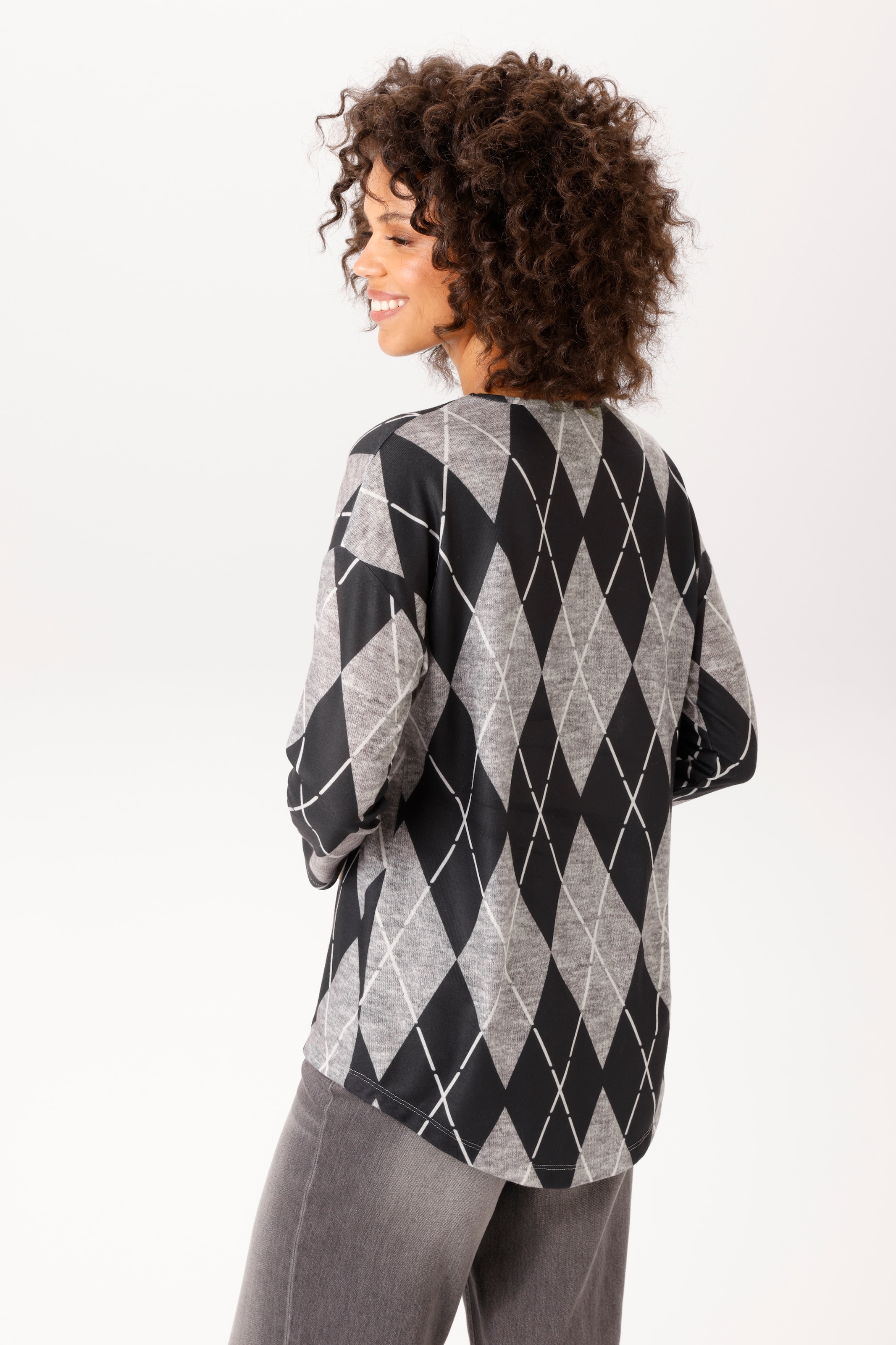 Aniston CASUAL Sweat-shirt , avec motif losange sportif - chaque pièce est unique - NOUVELLE COLLECTION
