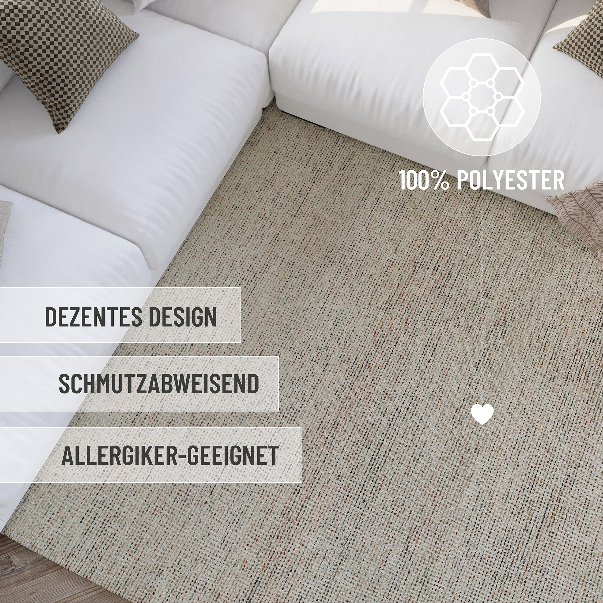 Wecon home Teppich »Hamptons THIRTYTWO«, rechteckig, 15 mm Höhe, Läufer, Kurzflor, Wohnzimmer, Schlafzimmer, elegant, robust, Linien