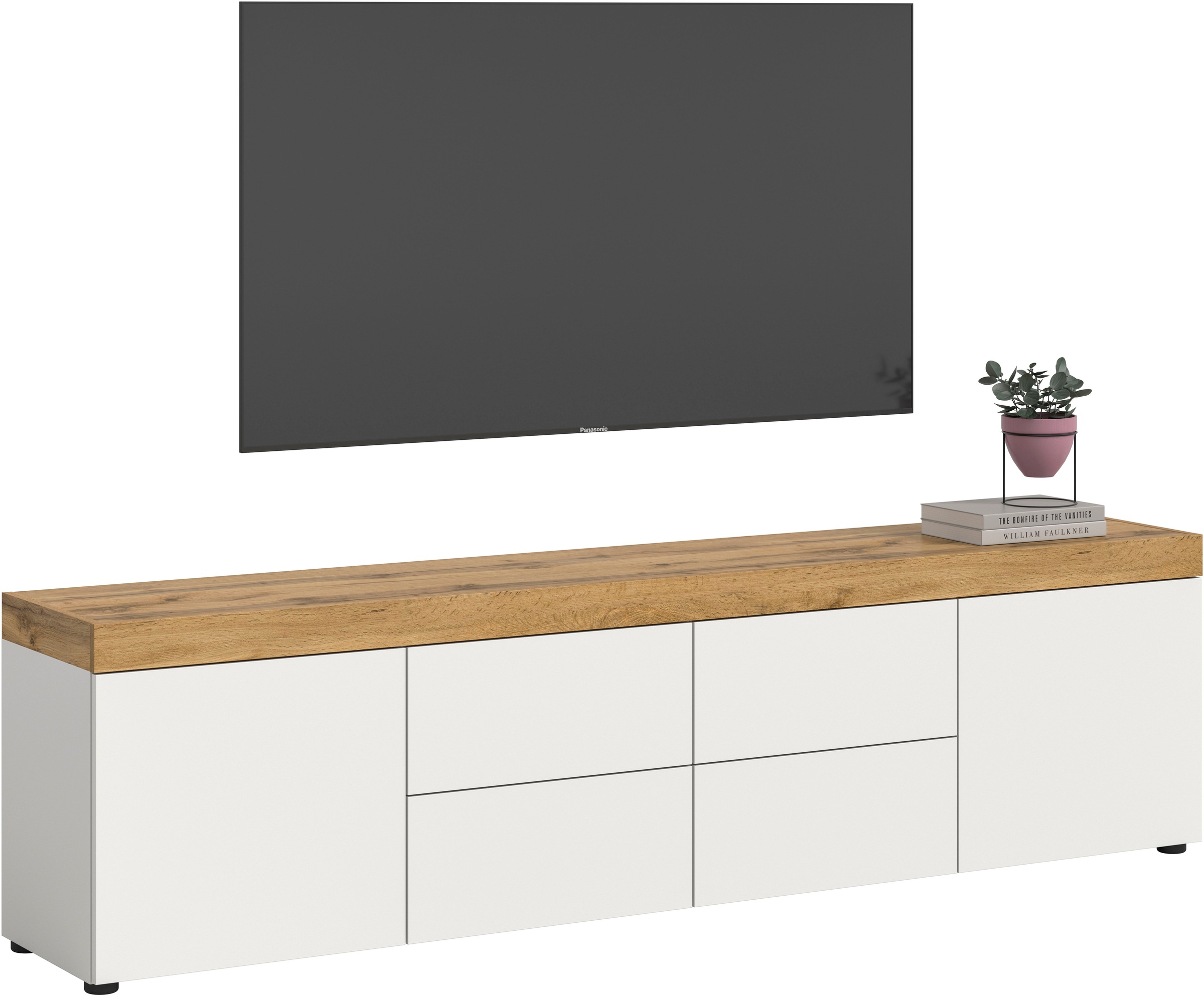 Image of GOODproduct Lowboard "MAMBO, Breite 200cm, 2 Türen, 4 Schubkästen, push-2-open" 2 farbige Ausführung, in verschiedenen Farben erhältlich, 1 Stk. tlg. Lowboard, TV Unterschrank, Tv-Schrank, Wohnzimmer