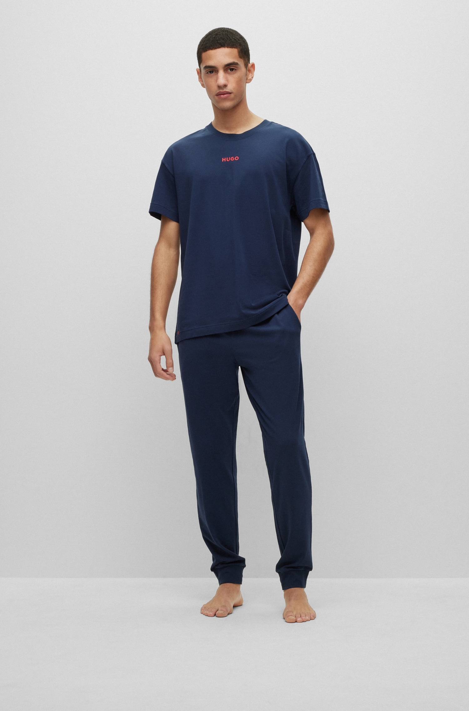mit HUGO kaufen »Linked Pyjamahose versandkostenfrei Logo-Elastikbund kontrastfarbenen ♕ Pants«,