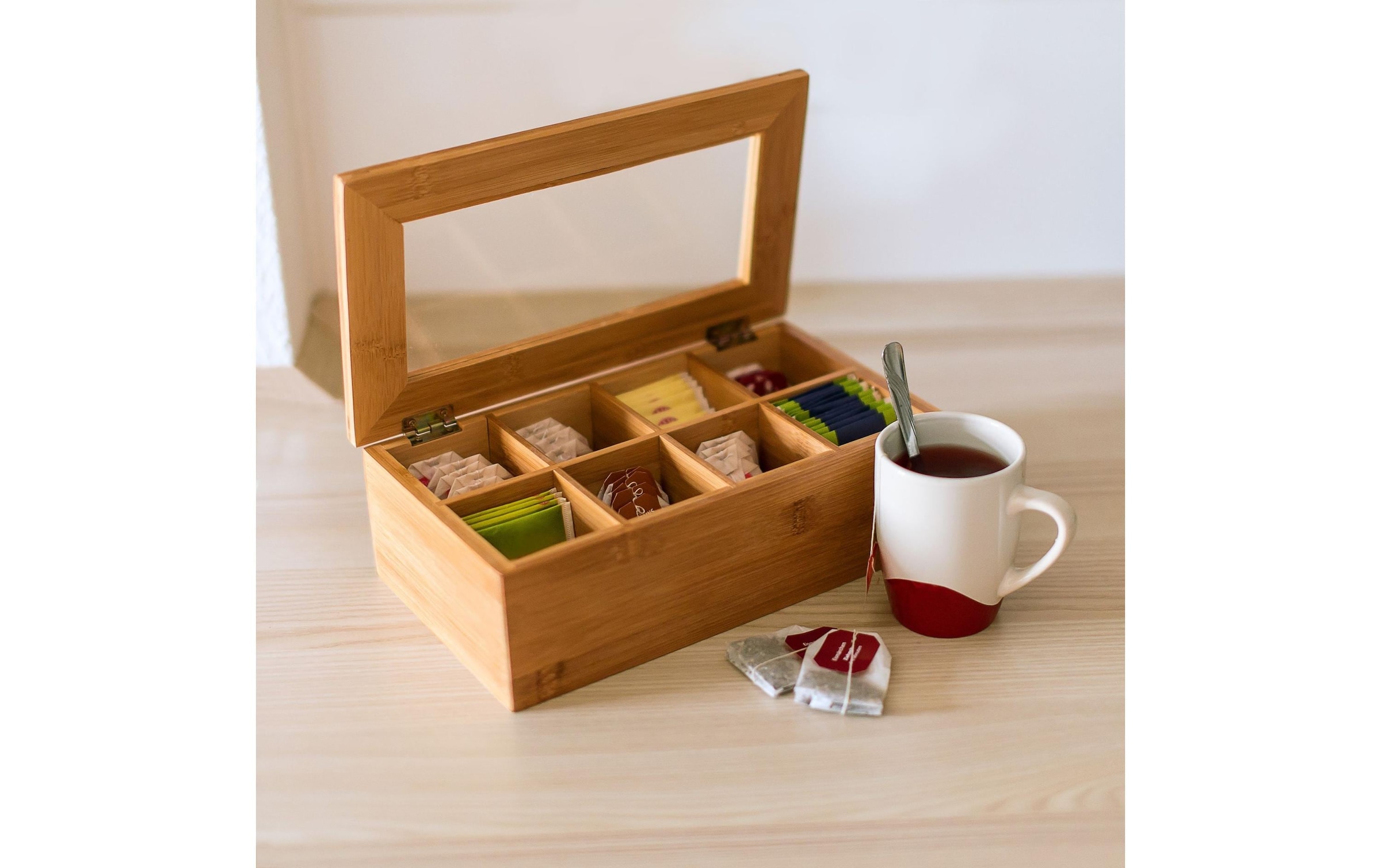 relaxdays Teebox »Braun«, (1 tlg.), Holzart: Bambus (China)