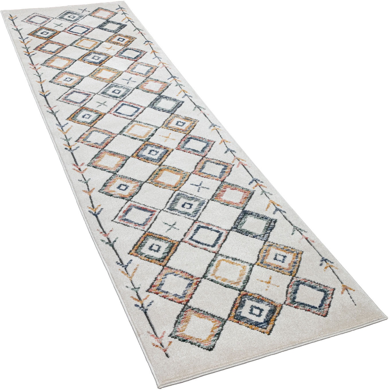 Image of Paco Home Läufer »Harnuba 768«, rechteckig, 9 mm Höhe, Teppich-Läufer, Kurzflor, Motiv Rauten, ideal im Flur & Schlafzimmer bei Ackermann Versand Schweiz