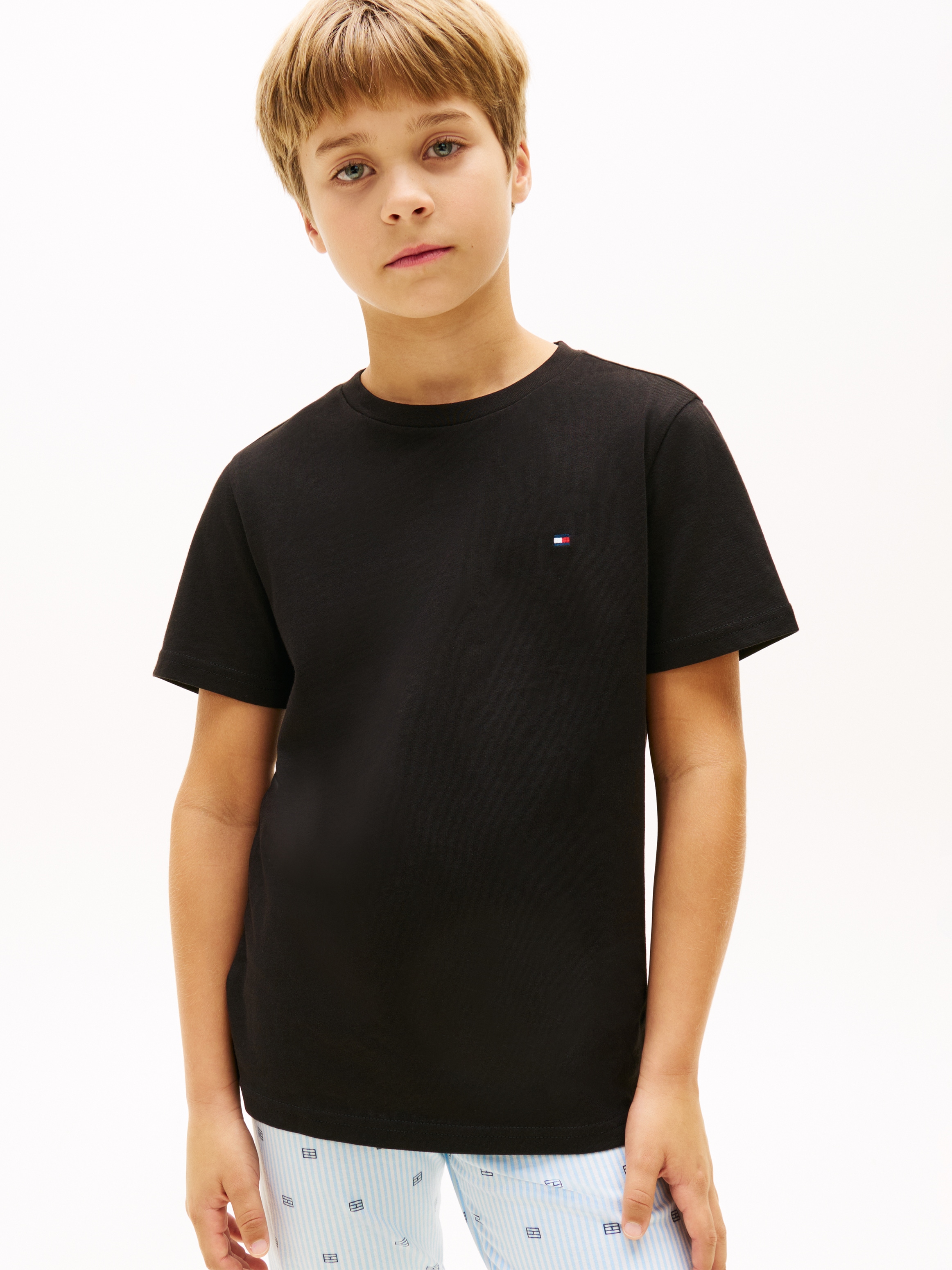Tommy Hilfiger Underwear T-shirt »2 PK SS TEE mit Stickerei und Rundhals im 2er-Pack« Paquet, 2er-Pack, 2 pièces unifarben, casual, regular fit, Baumwolle, Rundhals