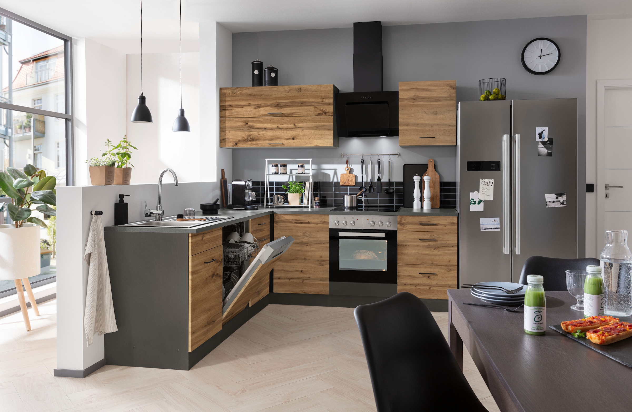 KOCHSTATION Winkelküche »KS-Trier« ohne E-Geräte, Stellbreite 220/220 cm