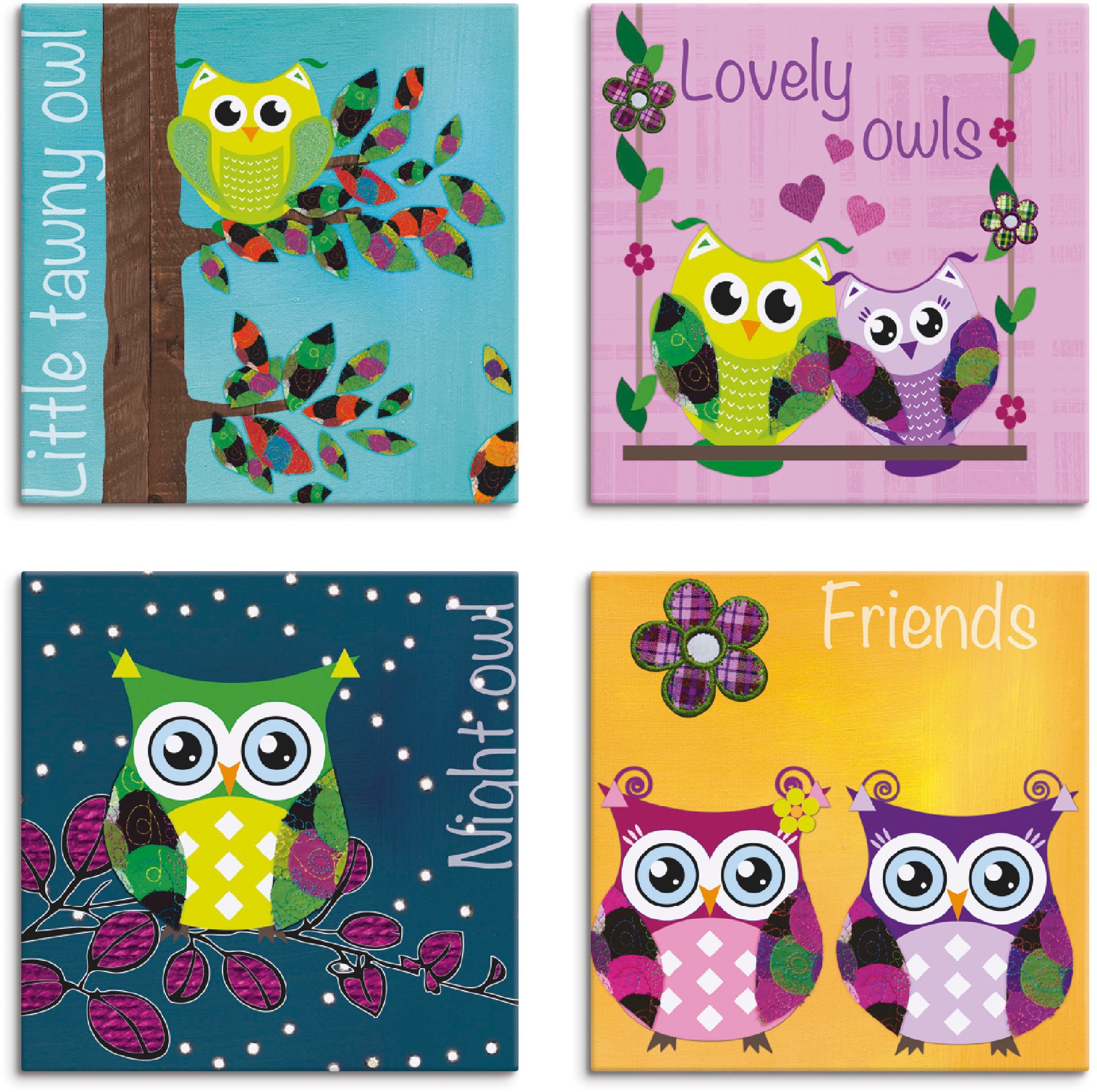 Image of Artland Leinwandbild »Eulen«, Vögel, (4 St.) bei Ackermann Versand Schweiz