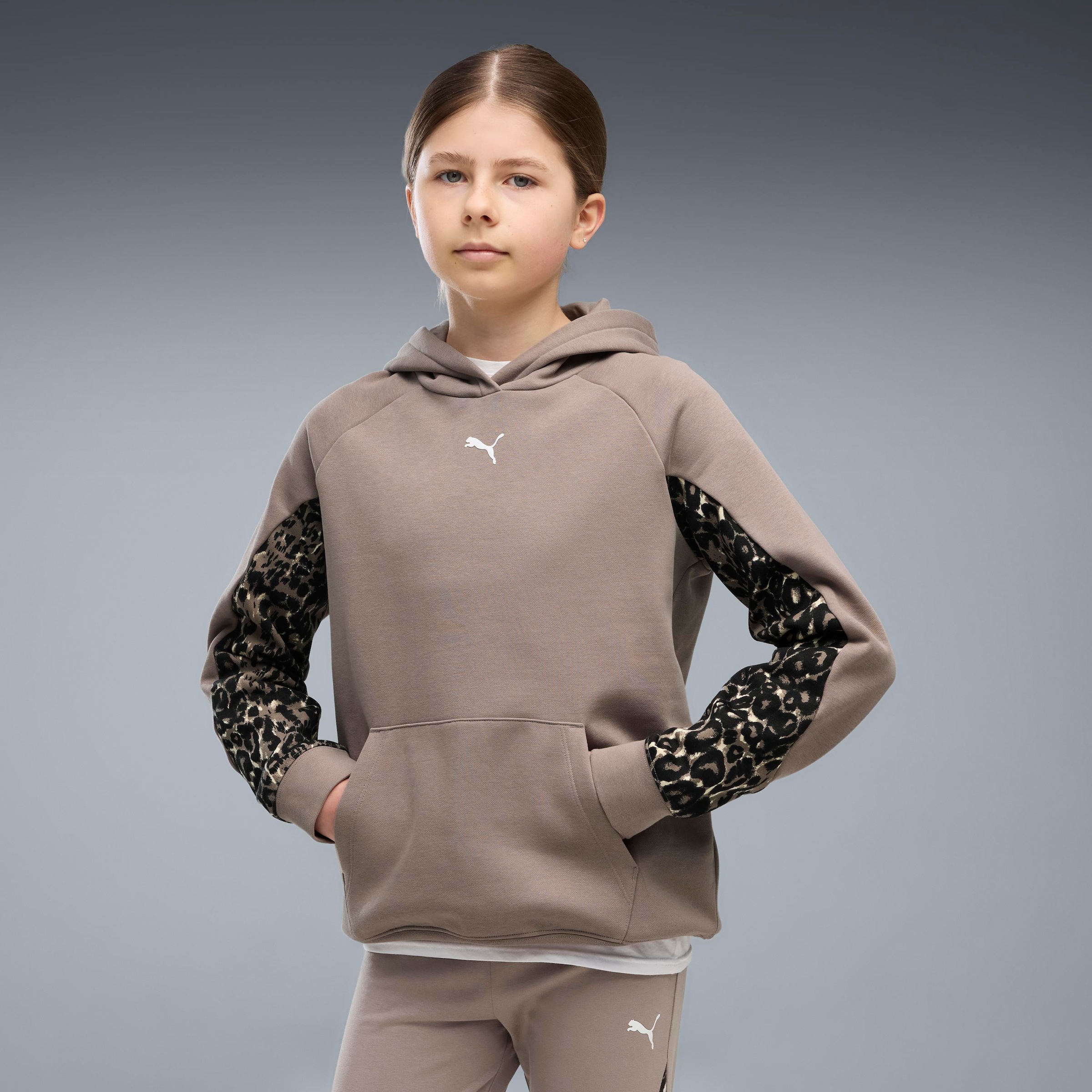 Image of PUMA Kapuzensweatshirt "SPORT ANIMAL HOODIE FL G", mit Kapuze, mit Kängurutasche, für Jugendliche