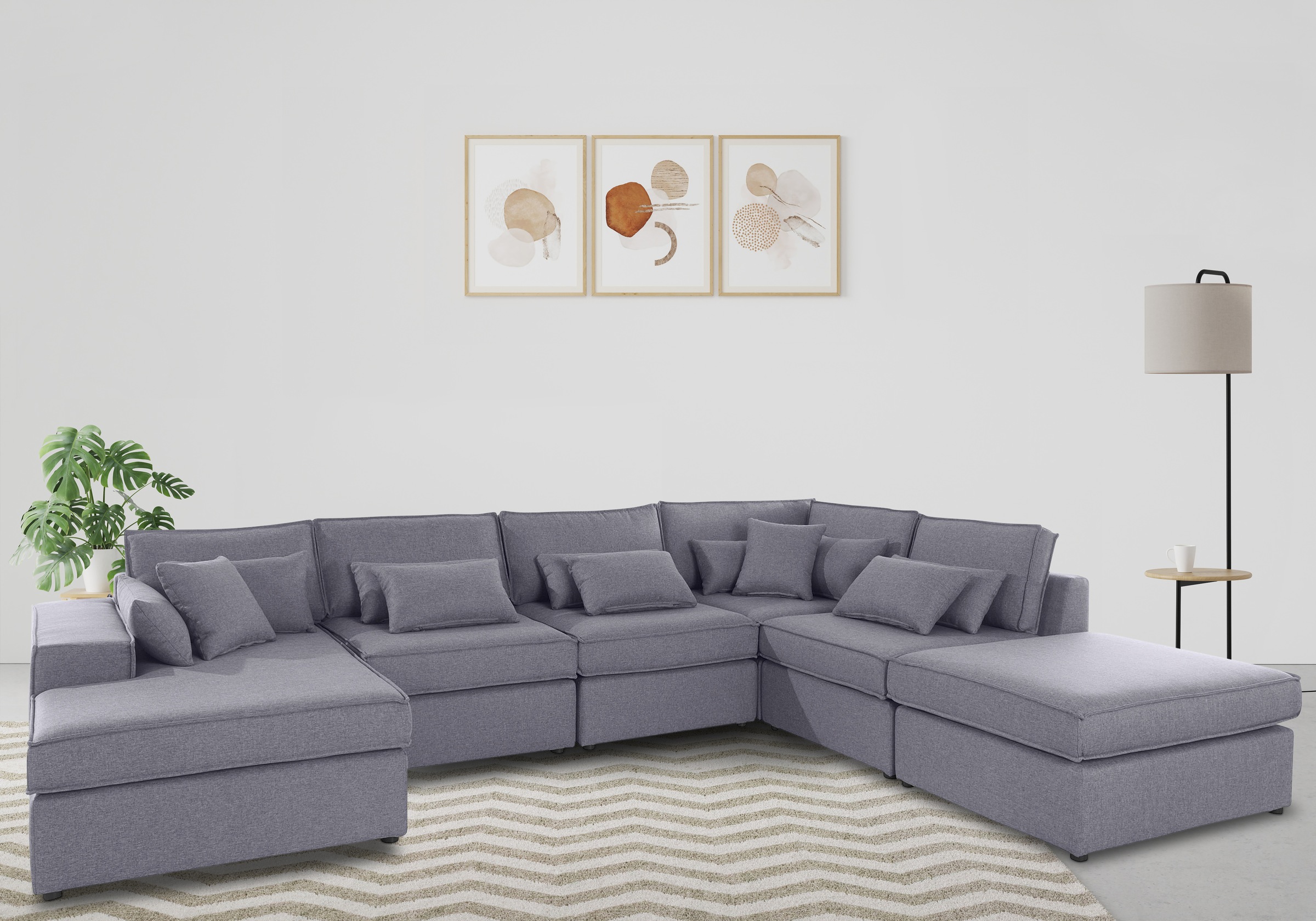 Image of GOODproduct Wohnlandschaft "Florid U-Form" 6 Teile, bestehend aus Modulen, viele Bezugsqualitäten, auch in Cord