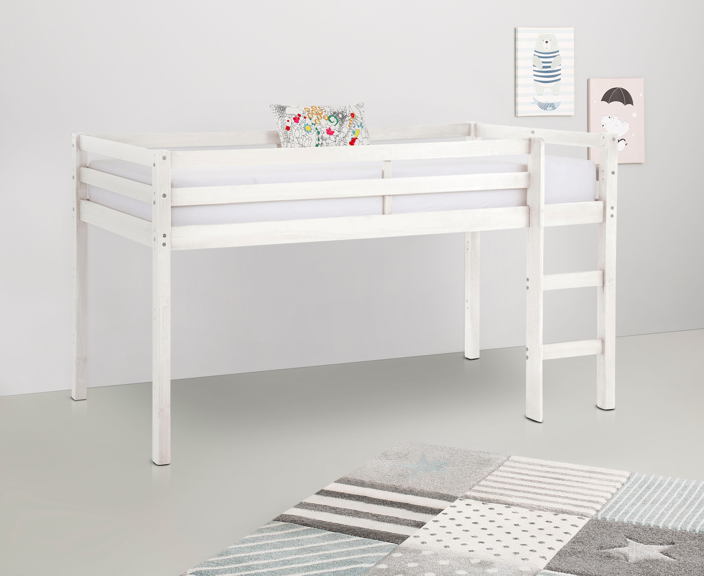 Lüttenhütt Hochbett »Alpi«, aus schönem massivem Kiefernholz, Aussenmassenbreite 103 cm