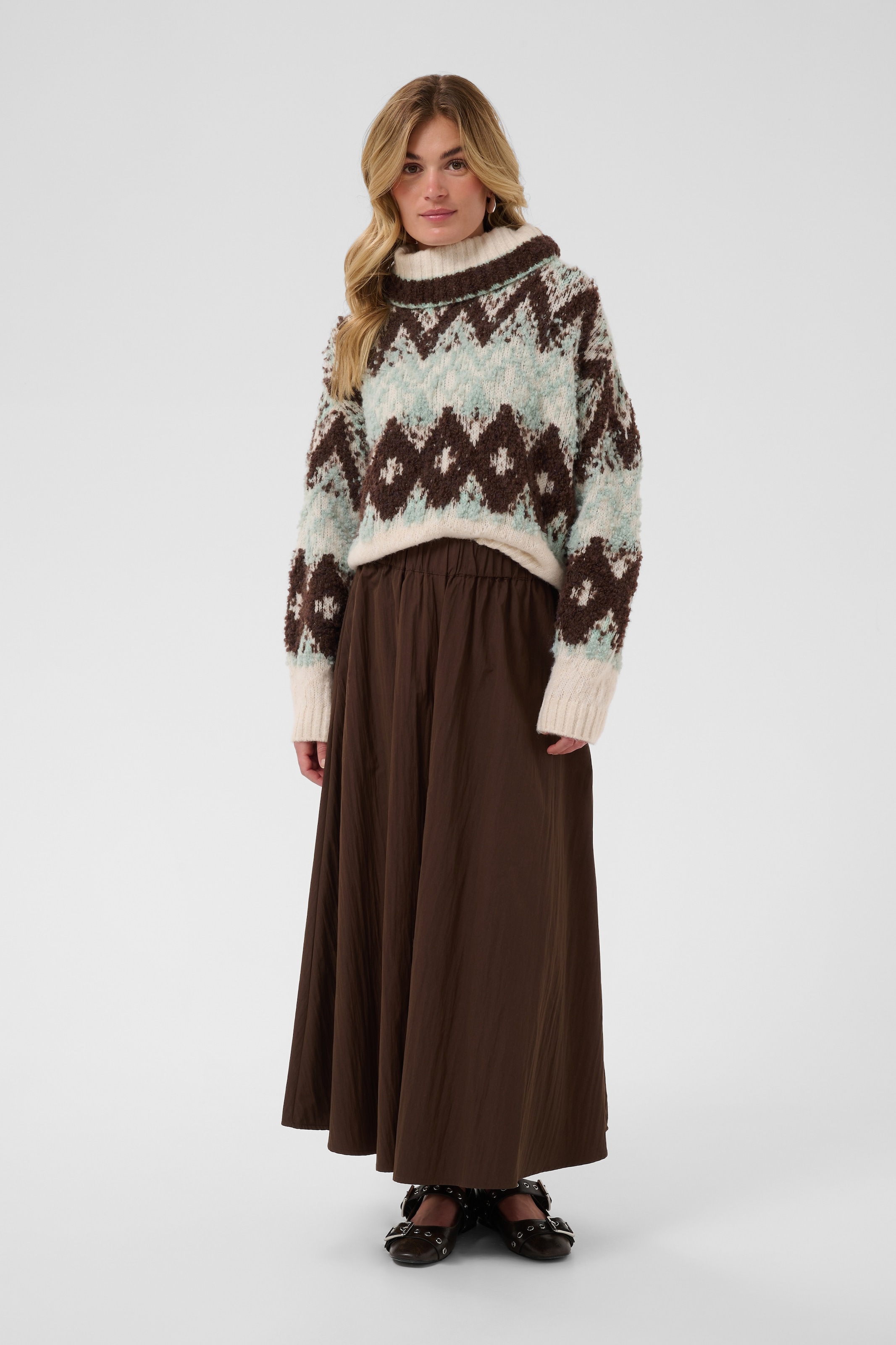 Saint Tropez Pull à col roulé »TuskaSZ Pullover« mélange de matériaux, coupe ample