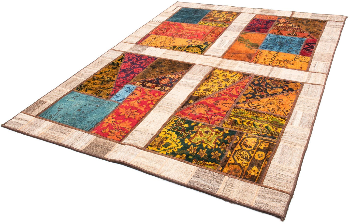 Image of morgenland Teppich »Patchwork - 221 x 161 cm - mehrfarbig«, rechteckig, 7 mm Höhe, Wohnzimmer, Handgeknüpft, Einzelstück mit Zertifikat bei Ackermann Versand Schweiz