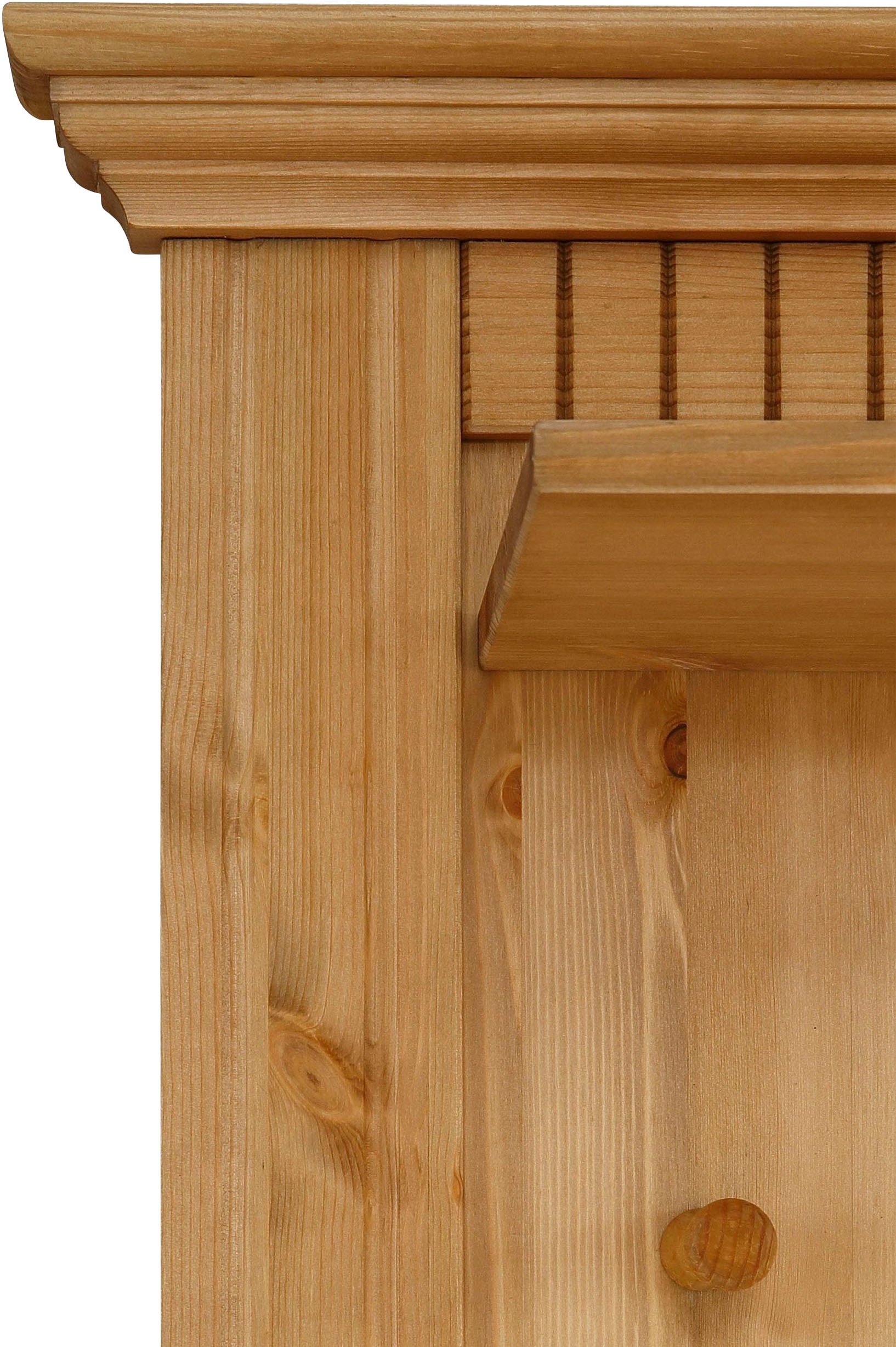 GOODproduct Panneau de vestiaire »Rustic« en pin massif, hauteur 190 cm, avec étagère, crochets en bois