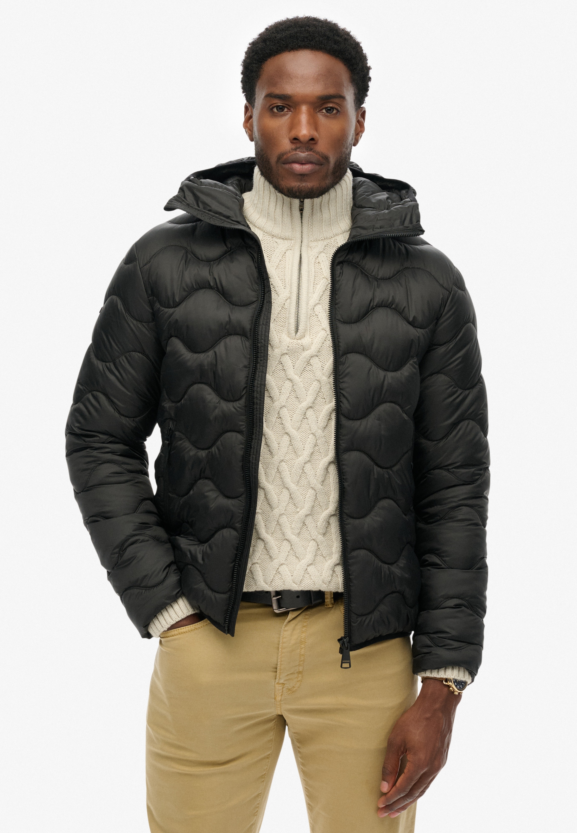 Image of Superdry Steppjacke "HOODED QUILTED WAVE PADDED JKT" mit Kapuze