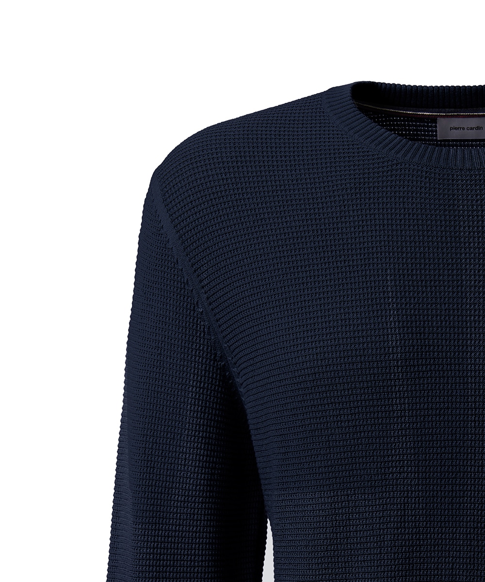 Pierre Cardin Rundhalspullover, mit Struktur