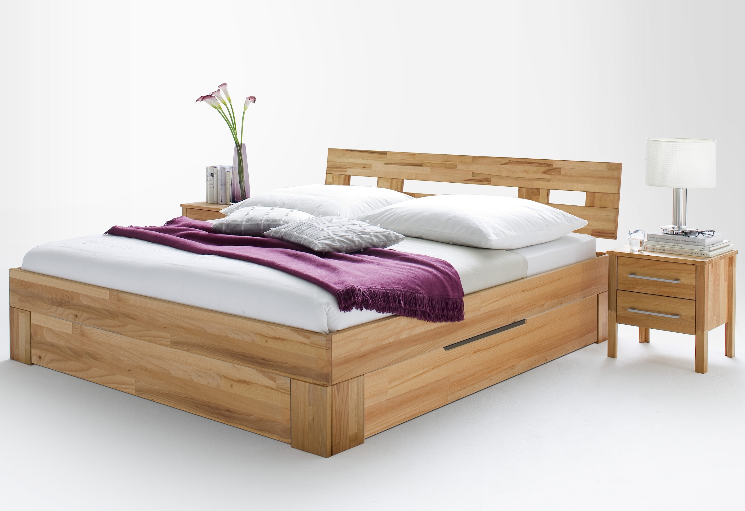 Bettschubkasten »Modesty«, aus massivem Kernbuchenholz, passend für Bettgrössen der...