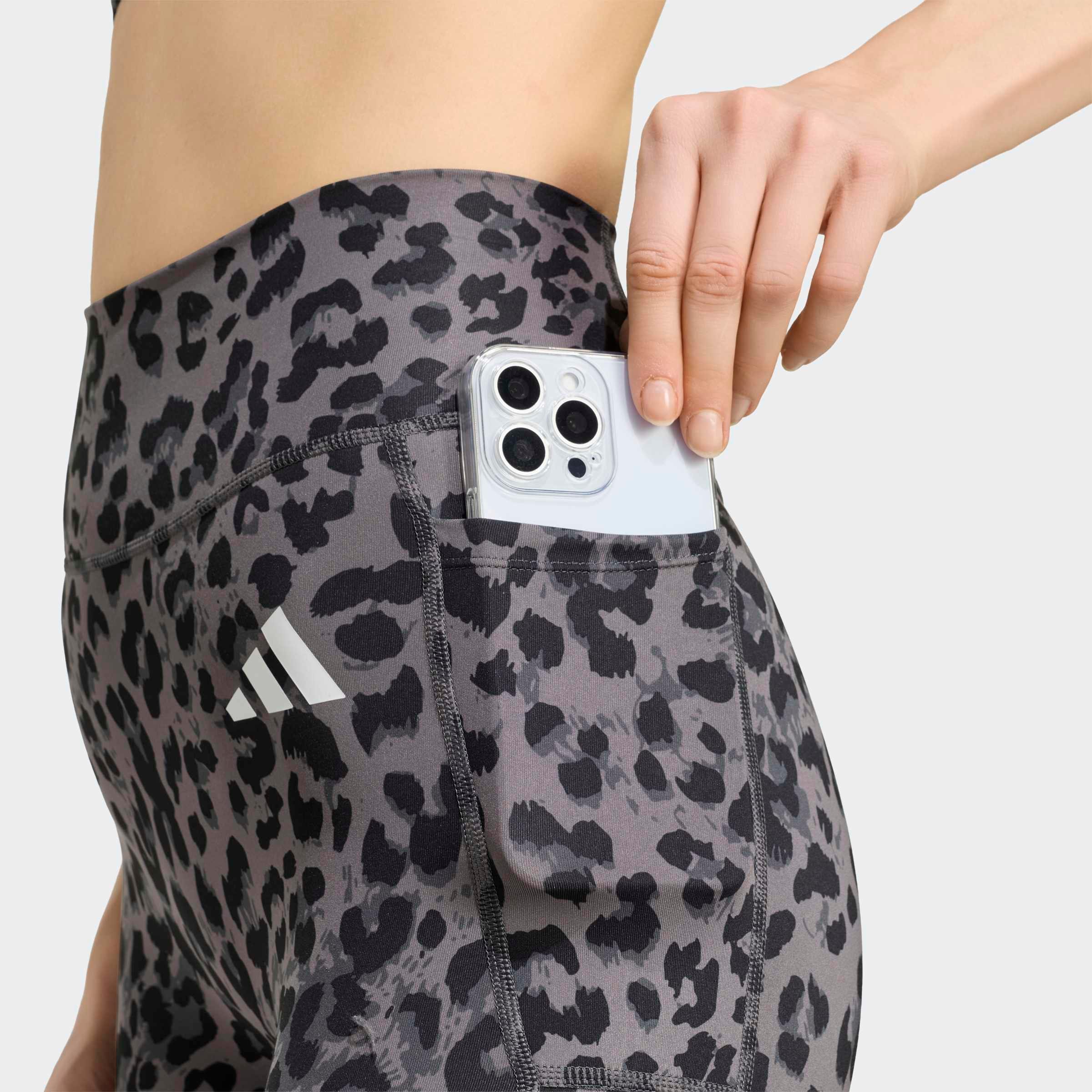 adidas Performance Short »OPTIME ESSENTIALS WORKOUT LEGGINGS, KURZ, LEOPARDENPRINT«