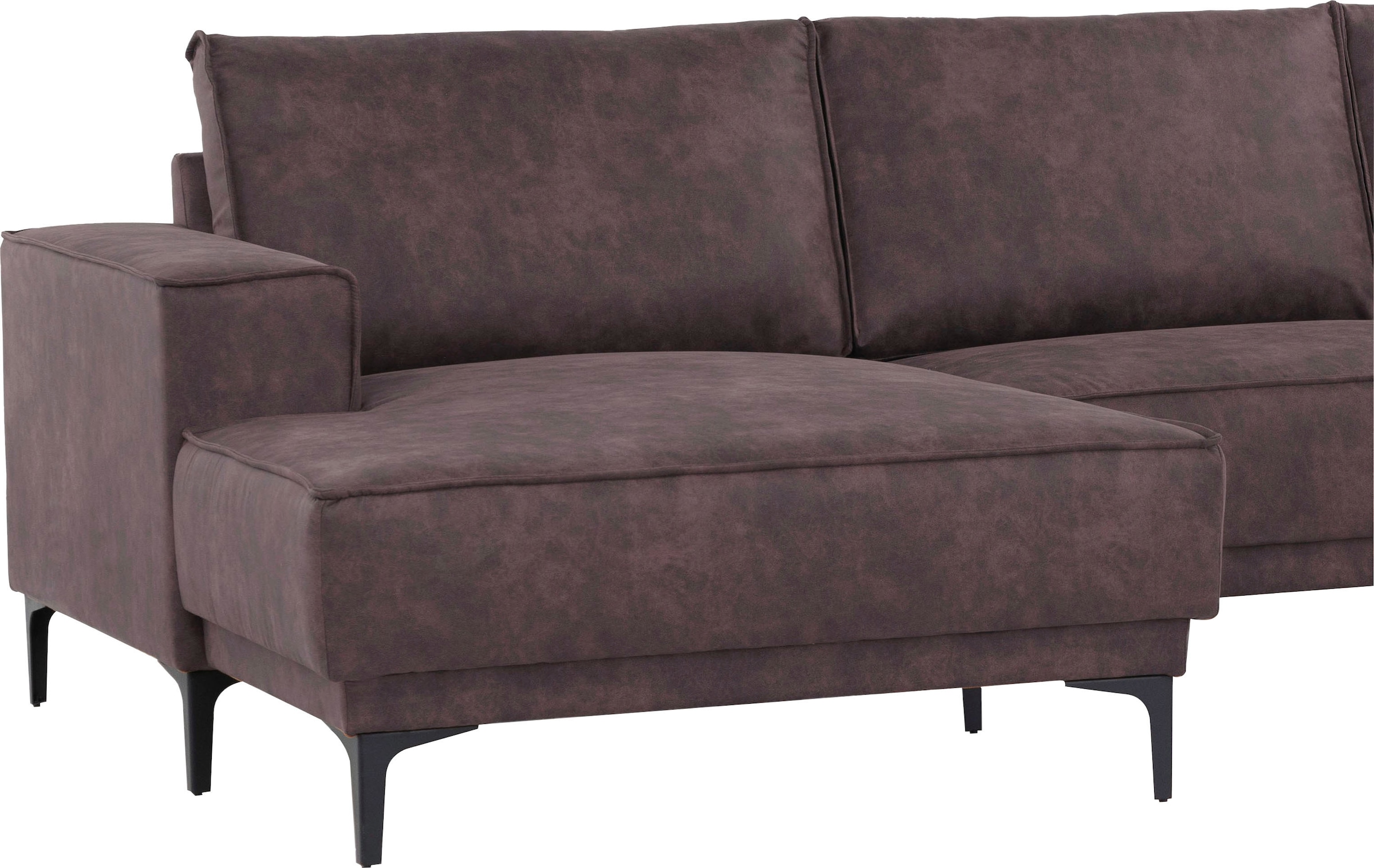 Places of Style Wohnlandschaft »XXL Sofa Oland, Struktur, Flachgewebe, Luxus-Microfaser, Boucle«, U-Form, 345 cm, Wellenunterfederung, Skandi-Design, Metallfüsse