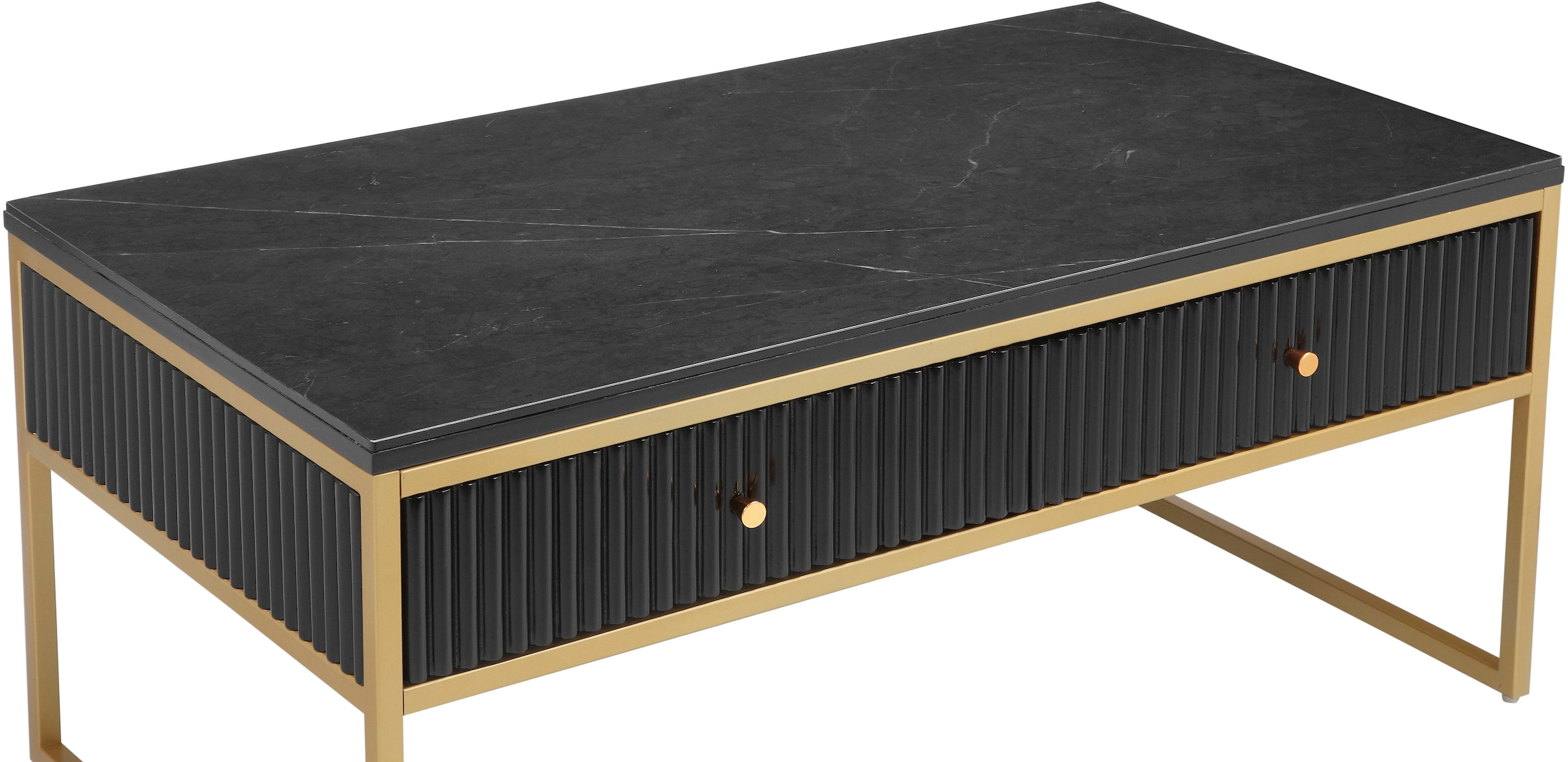 Leonique Table basse »Fleuriss« Keramikplatte, goldenen Beinen, FSC-zertifiziertem Holz, Breite 110 cm